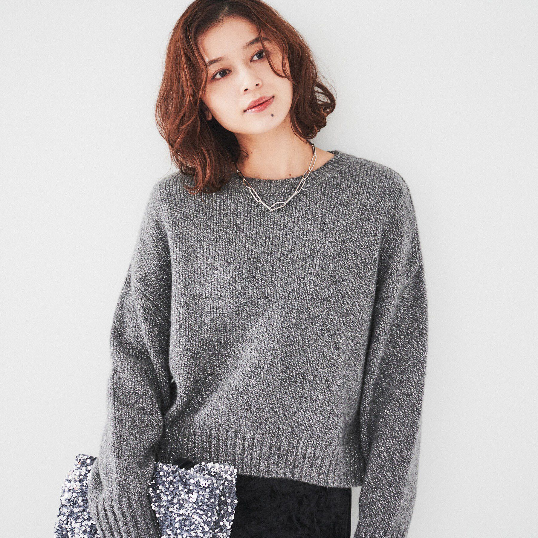 UNTITLED「【ラメ見え/ショート丈】クロップドニット」|ニット・セーター|