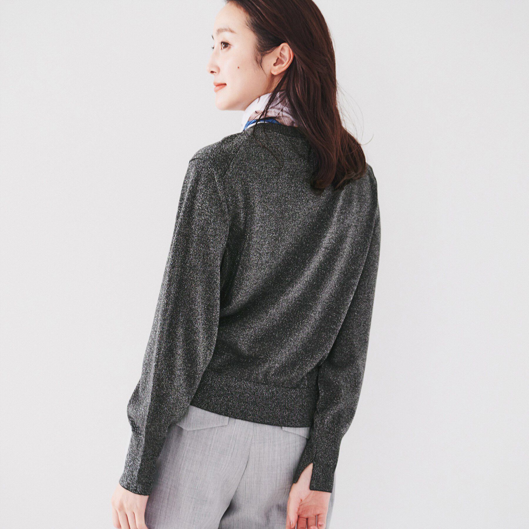 UNTITLED「【ラメ感/薄手/すっきり丈】ウールアクリル混 ラメプルオーバーニット」|ニット・セーター|