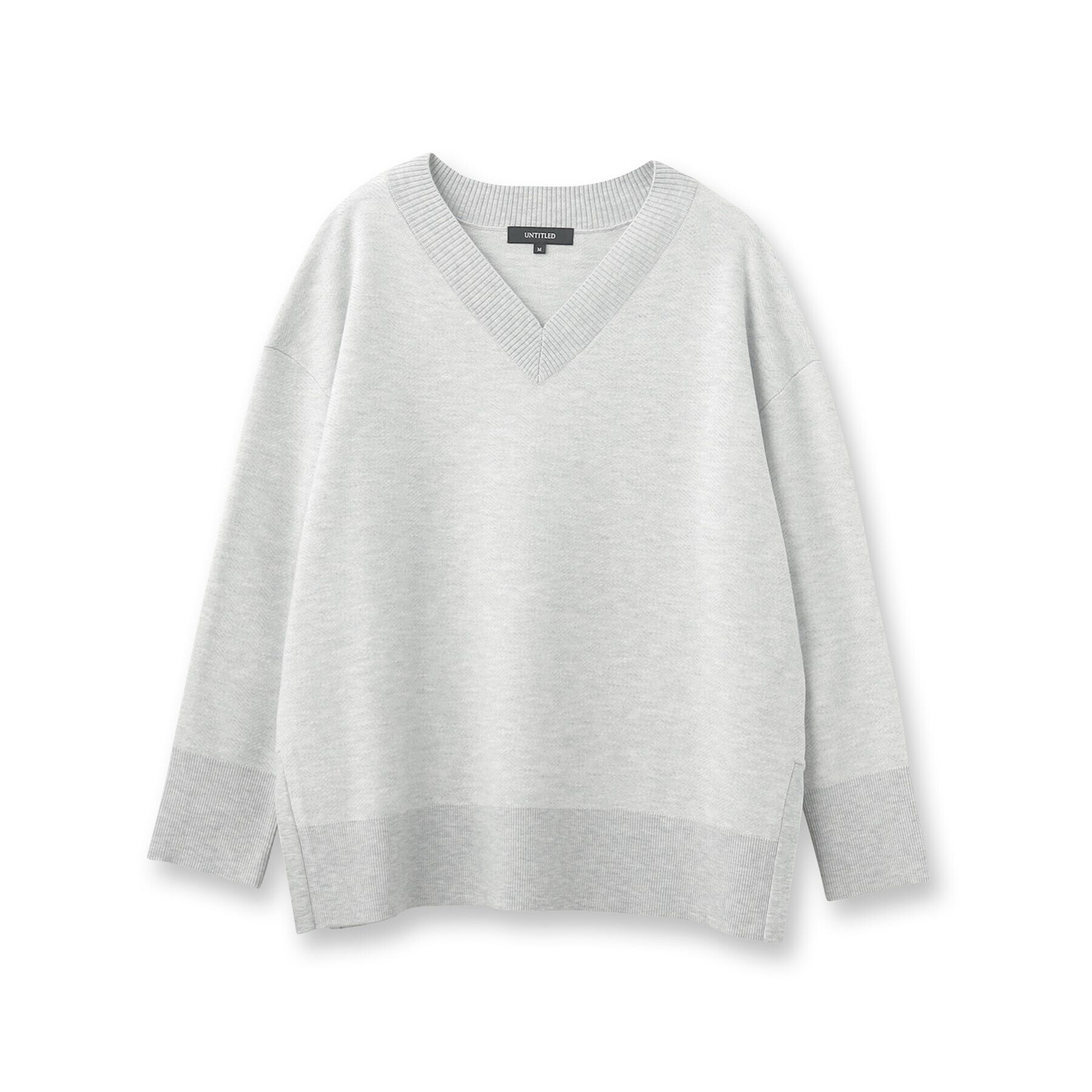 UNTITLED「【体型カバー/洗える】ヘリンボーン柄 Vネックプルオーバーニット」|ニット・セーター|