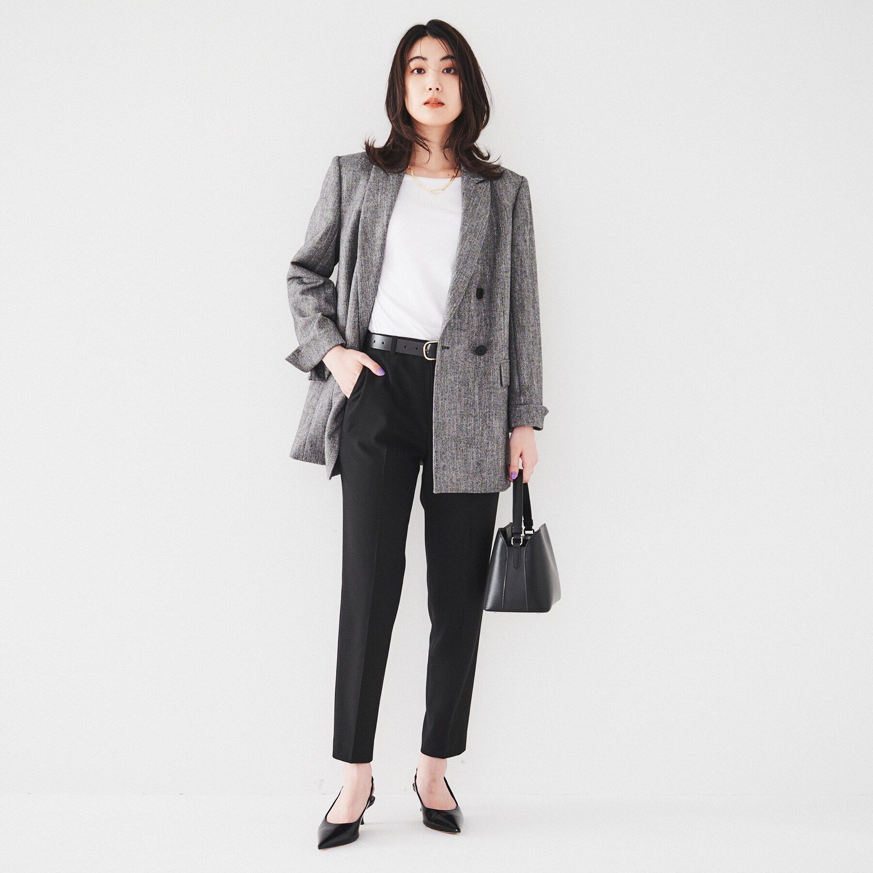 UNTITLED「【裏起毛/後ろウエストゴム/日本製】タックなしテーパードパンツ」|その他|