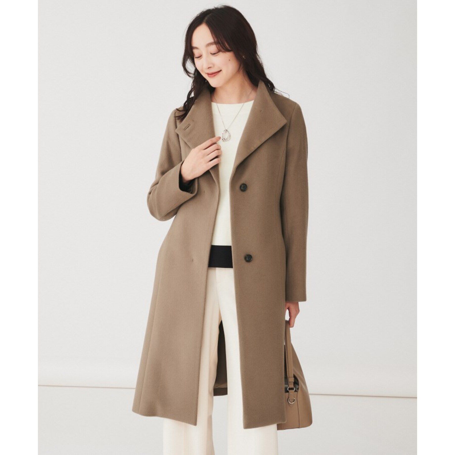 UNTITLED「【日本製】2WAYスタンドカラーロングコート」|その他|ピンクベージュ(05