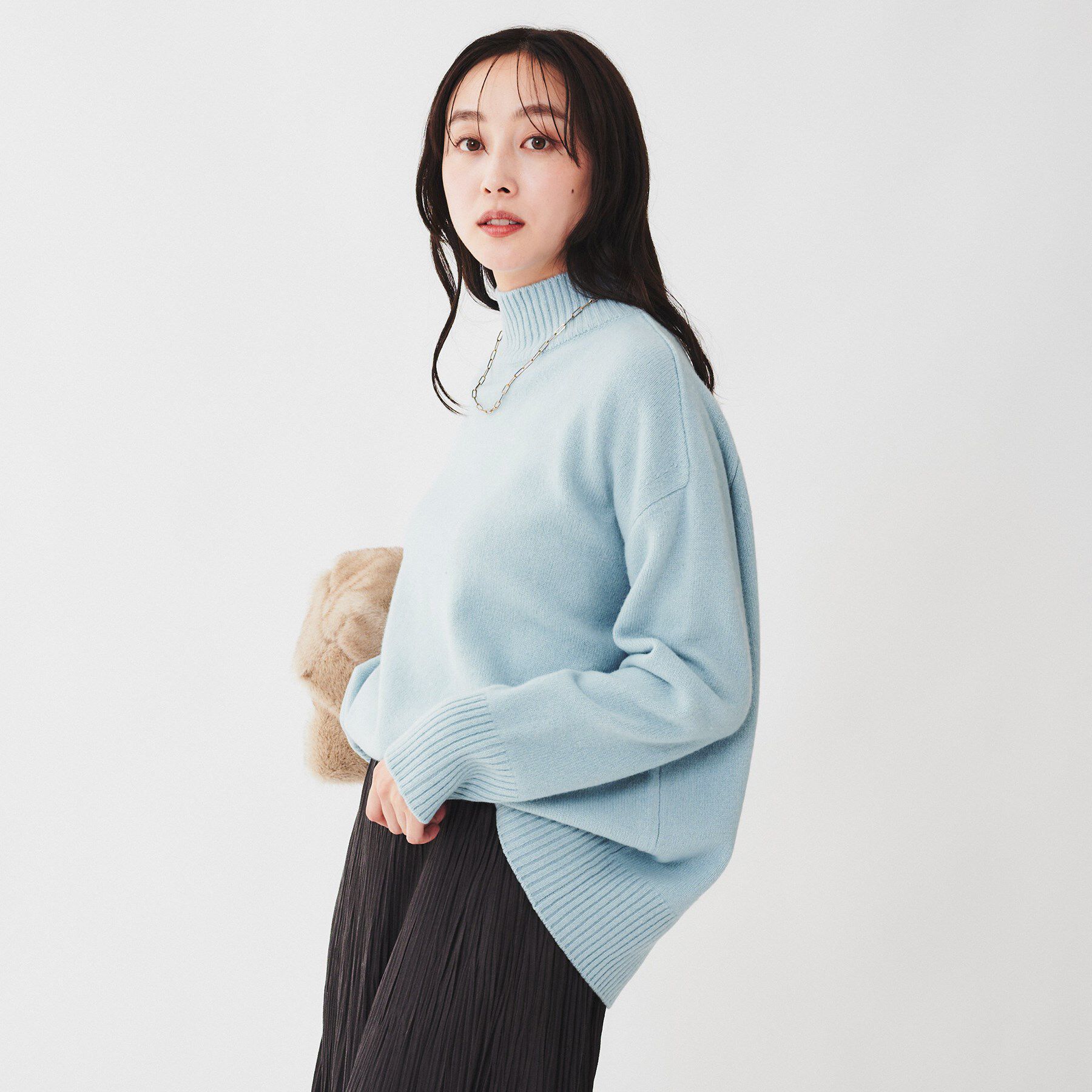 UNTITLED「ラムウールカシミヤ ボトルネックプルオーバーニット」|ニット・セーター|