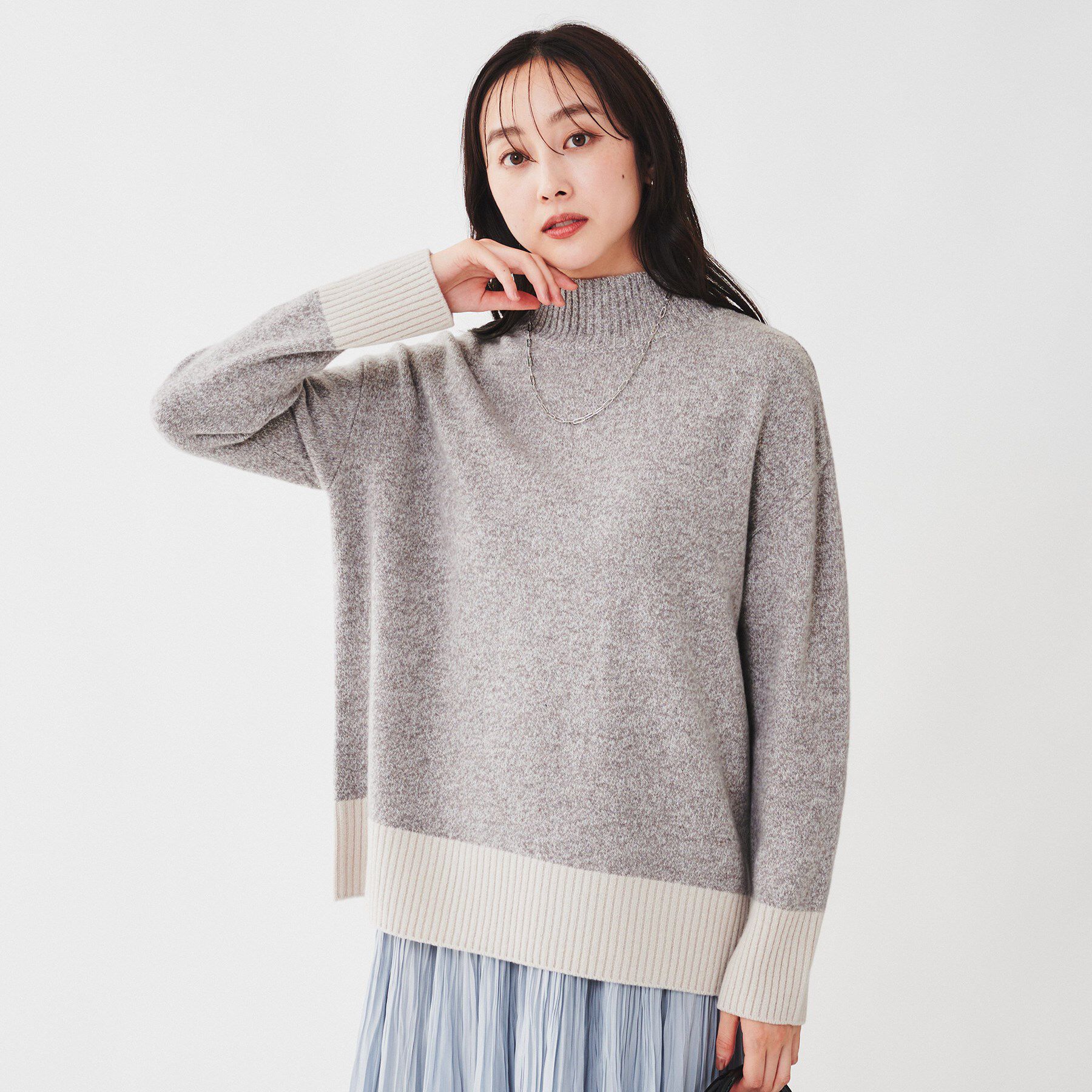 UNTITLED「ラムウールカシミヤ ボトルネックプルオーバーニット」|ニット・セーター|ブラウン(440)