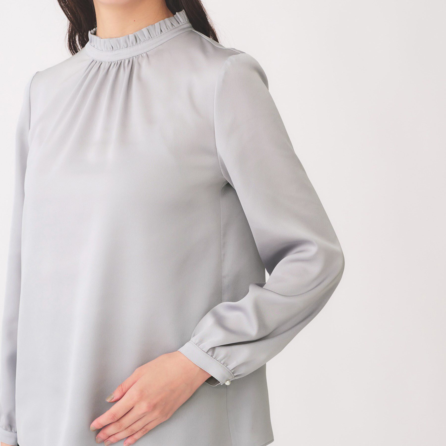 UNTITLED「【通勤】スタンドネック フリルブラウス」|シャツ・ブラウス|