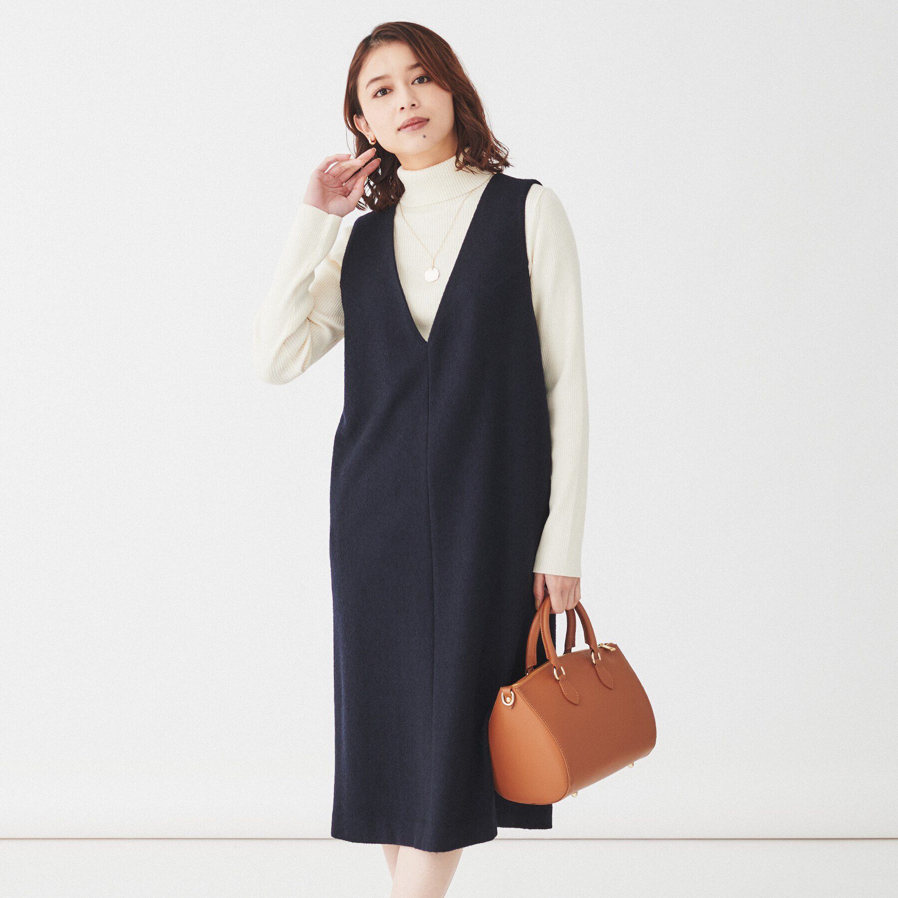 UNTITLED「【きれいめ/ポケット付】ブークレジャンパースカート」|ワンピース|ネイビー(094)