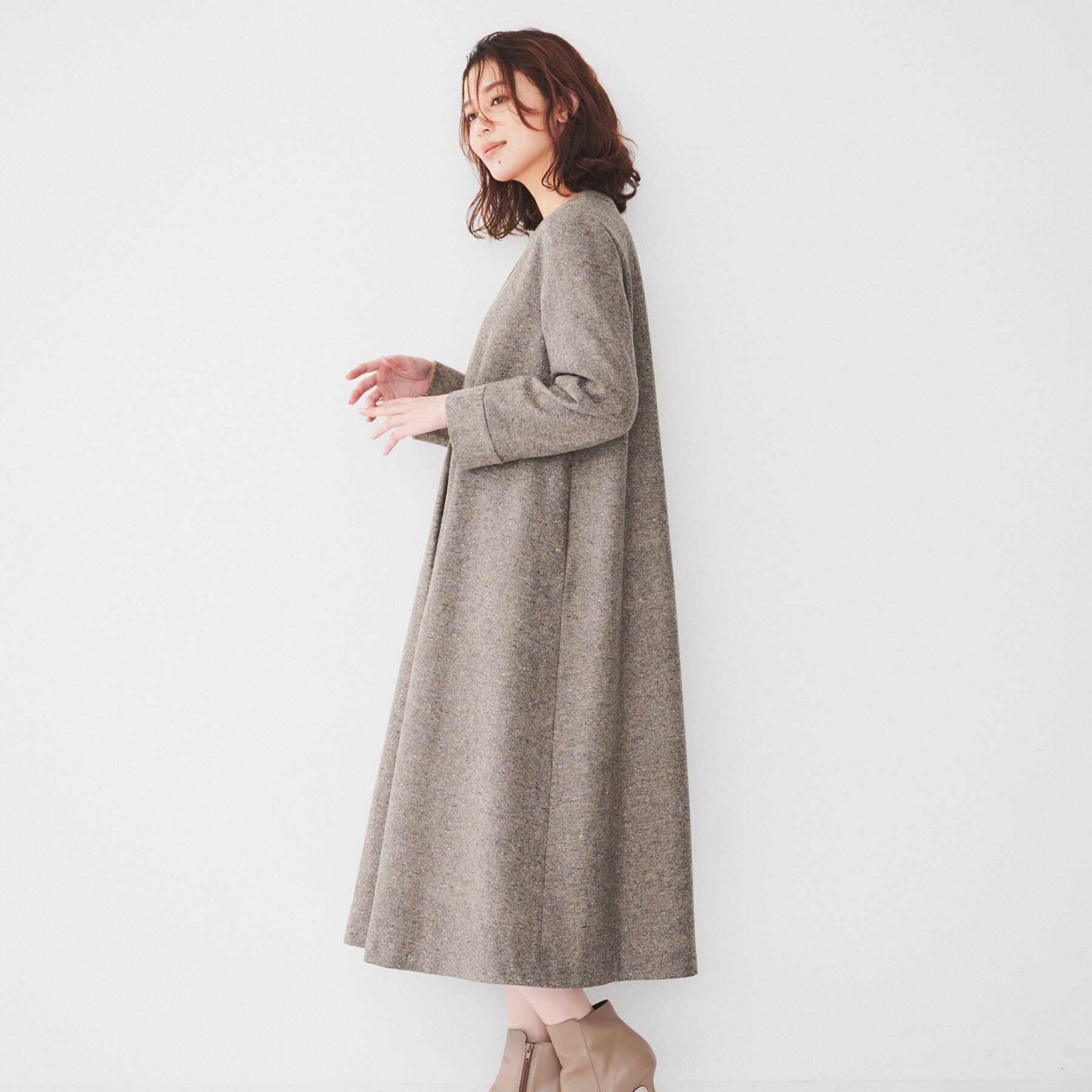 UNTITLED「【ポケット付/きれいめ】ネップツイード Aラインワンピース」|ワンピース|