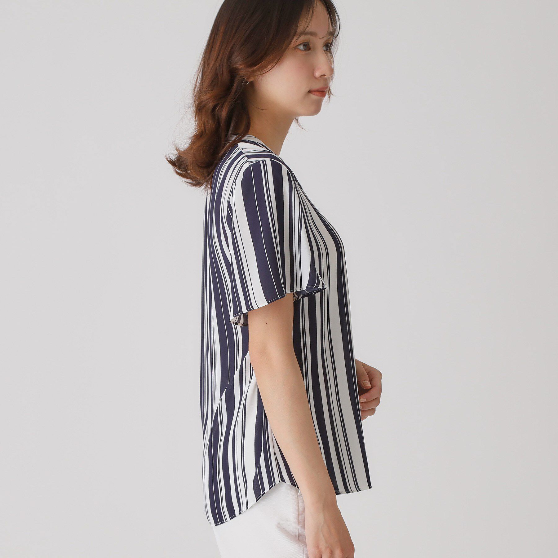 COUP DE CHANCE「【洗える／日本製】ストライプ&times;ボーダーブラウス」|シャツ・ブラウス|