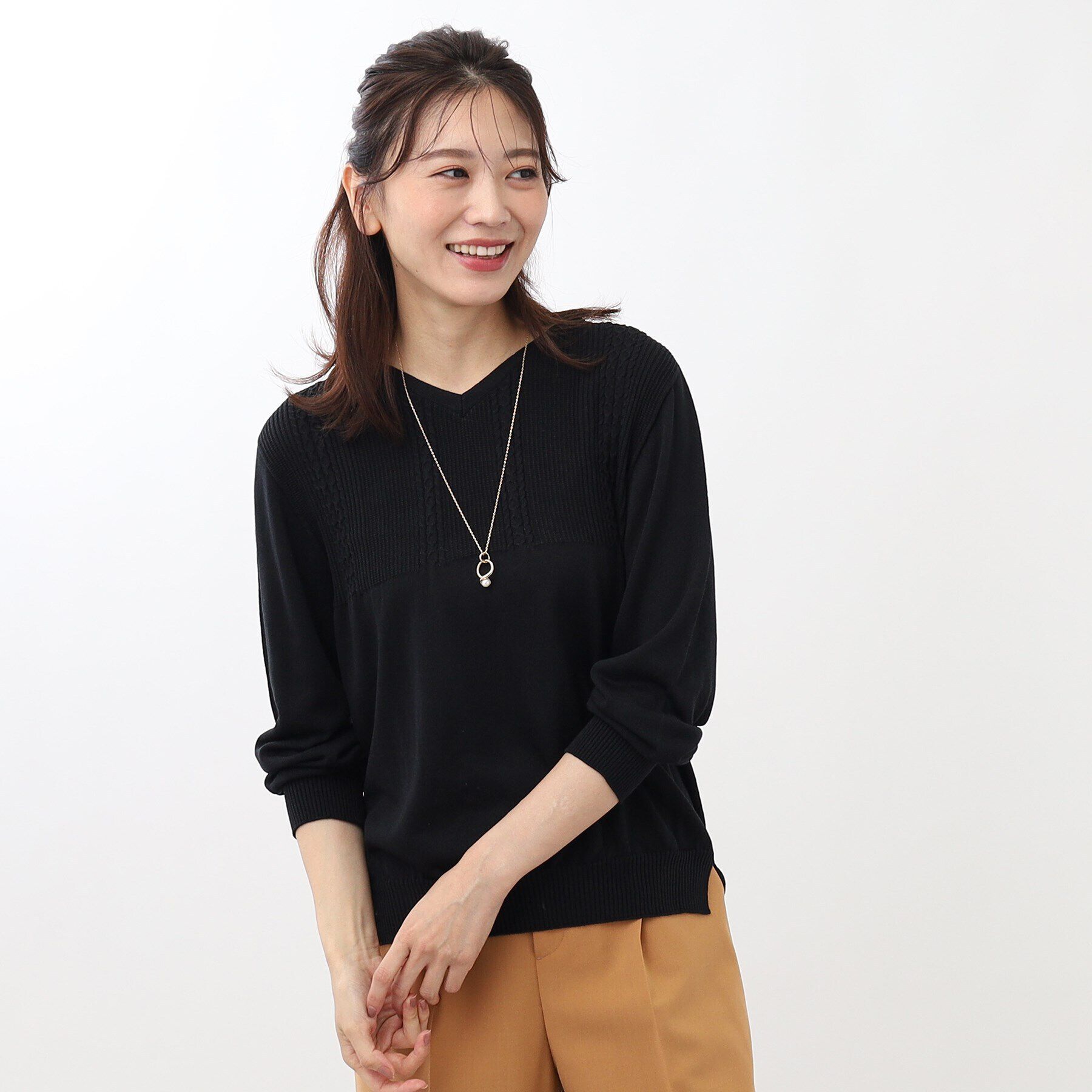 Reflect「【WEB限定カラーあり／洗える】薄手ホールガーメント（R）ニット」|ニット・セーター|ブラック(019)