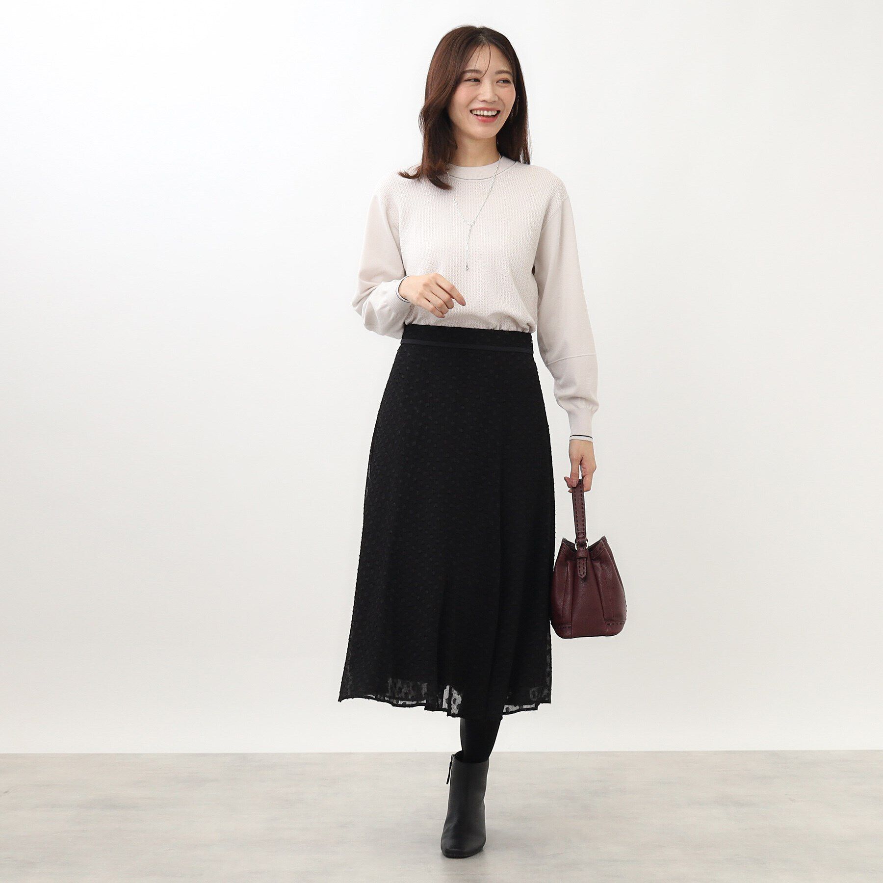 Reflect「【手洗い可】シアードットフレアスカート」|スカート|