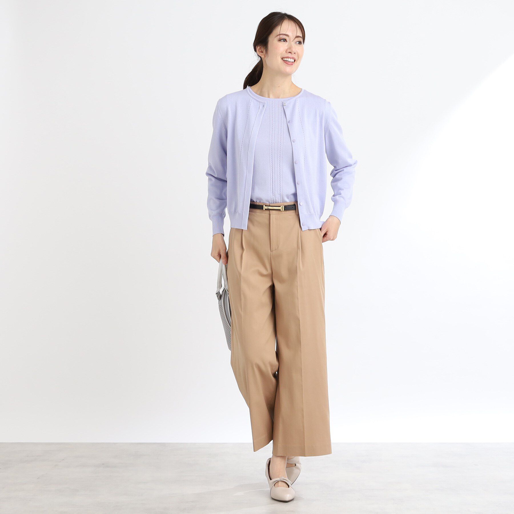 Reflect「【WEB限定カラーあり／アンサンブル可】比翼仕立てニットカーディガン」|カーディガン|