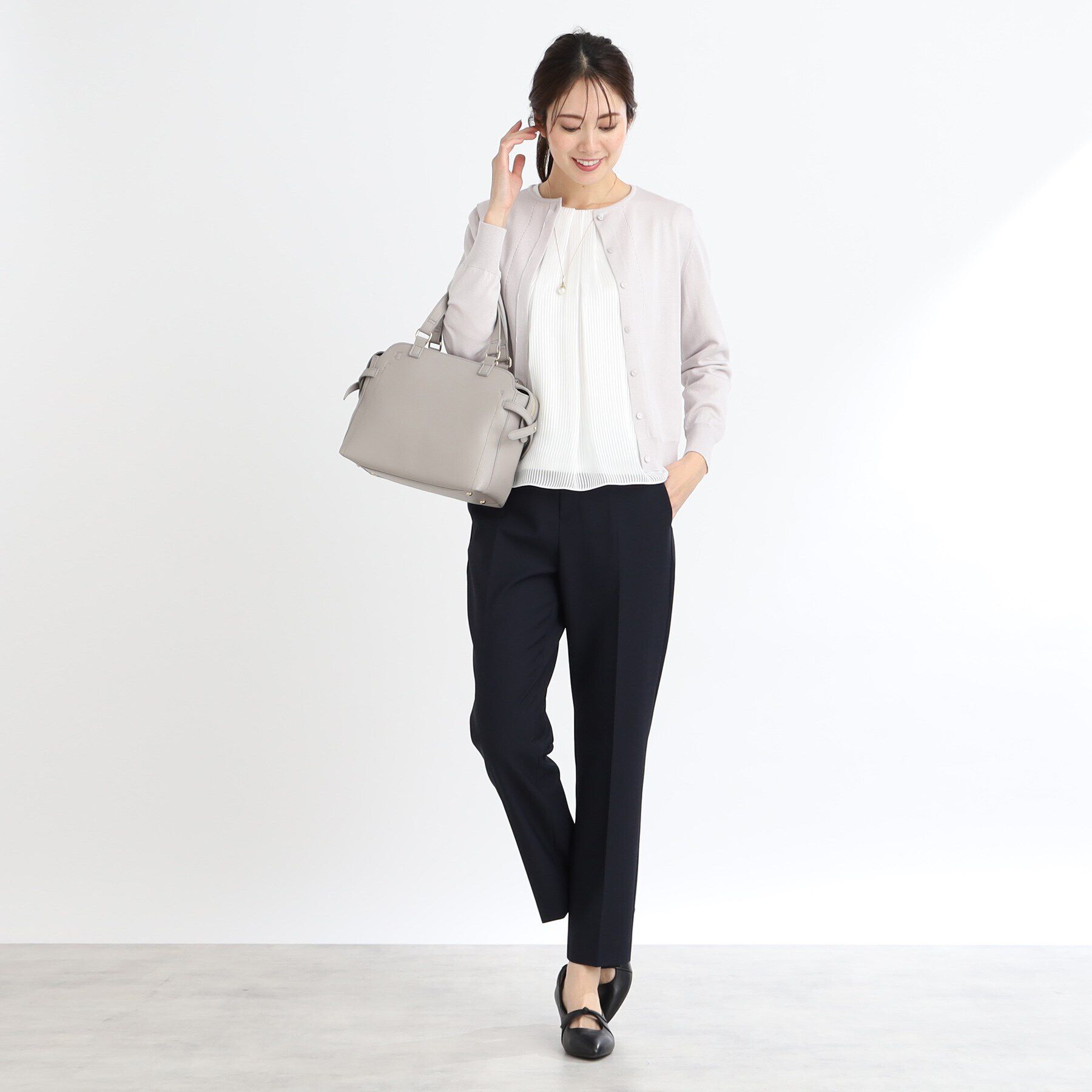 Reflect「【WEB限定カラーあり／アンサンブル可】比翼仕立てニットカーディガン」|カーディガン|