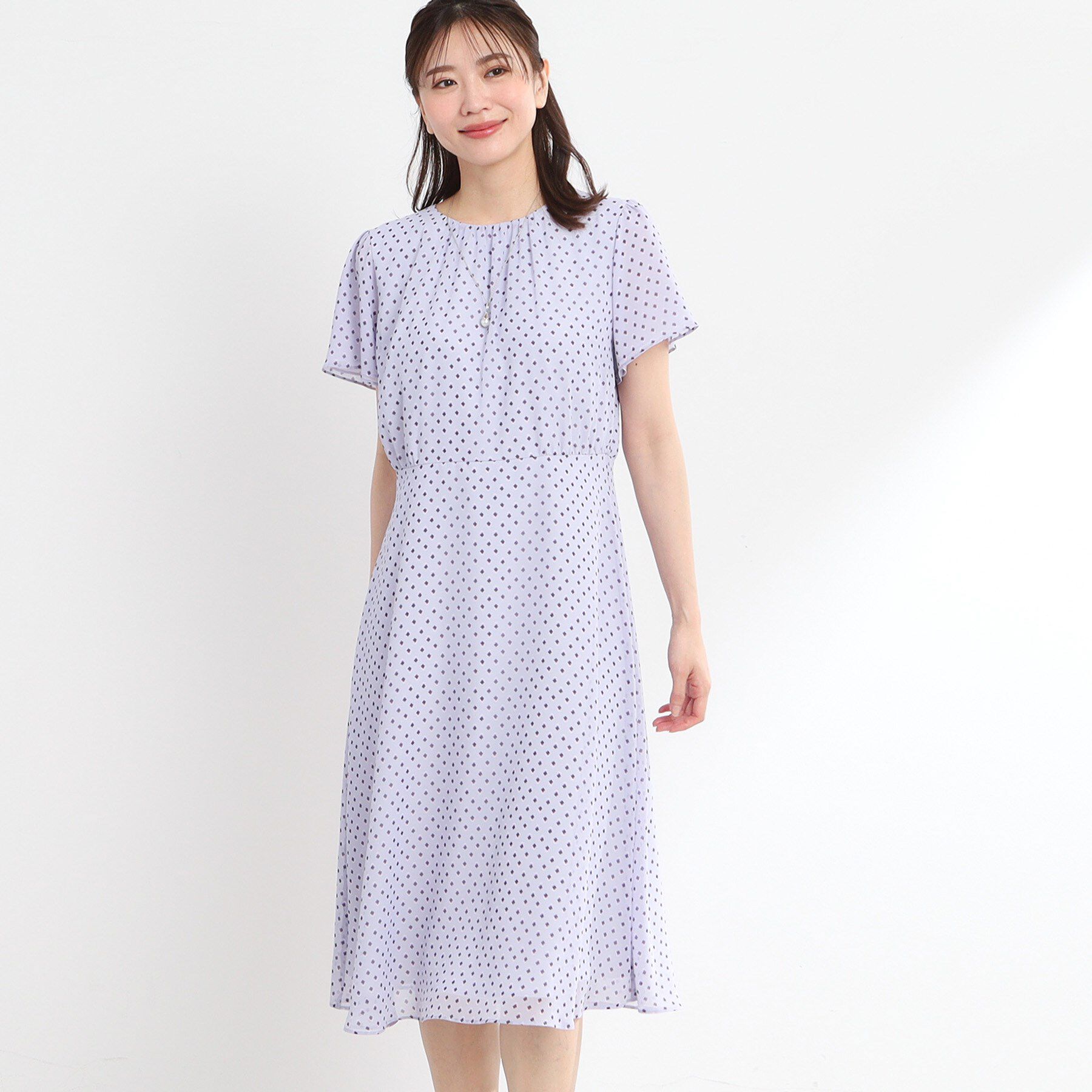 Reflect「【夏SALE／WEB先行カラーあり／マシンウォッシュ可】コツキ幾何柄ワンピース」|ワンピース|ラベンダー(180)