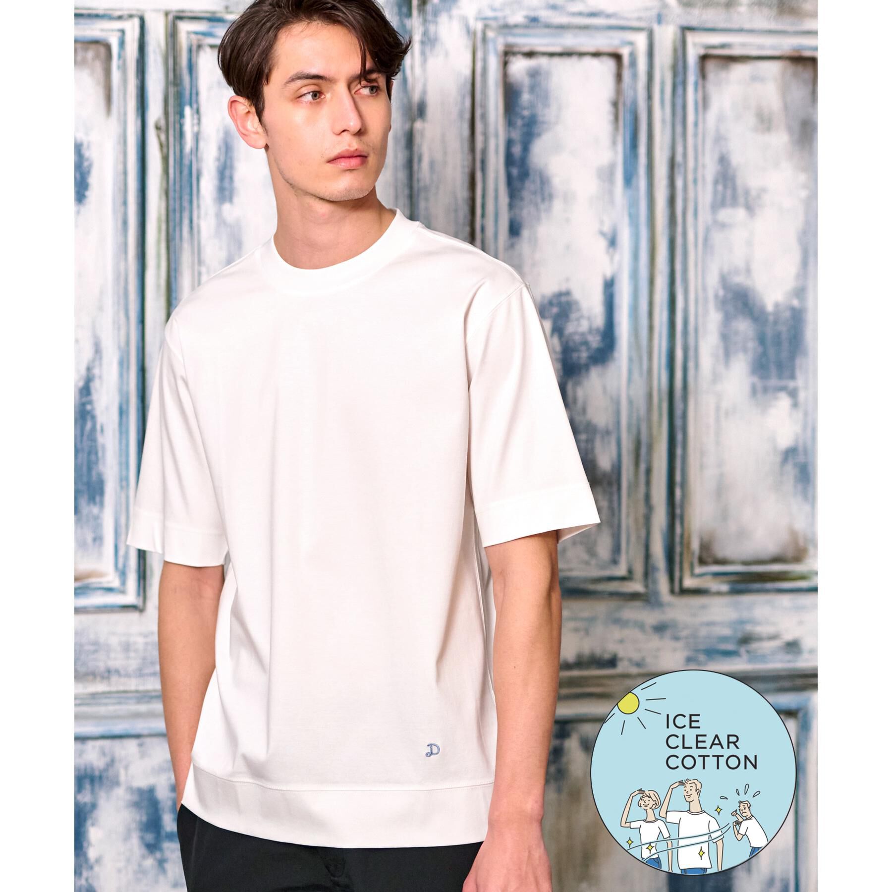 DRESSTERIOR「【接触冷感/抗菌防臭/消臭】ICE CLEAR COTTON オーバーフィットTシャツ」|Tシャツ・カットソー|ホワイト(001)