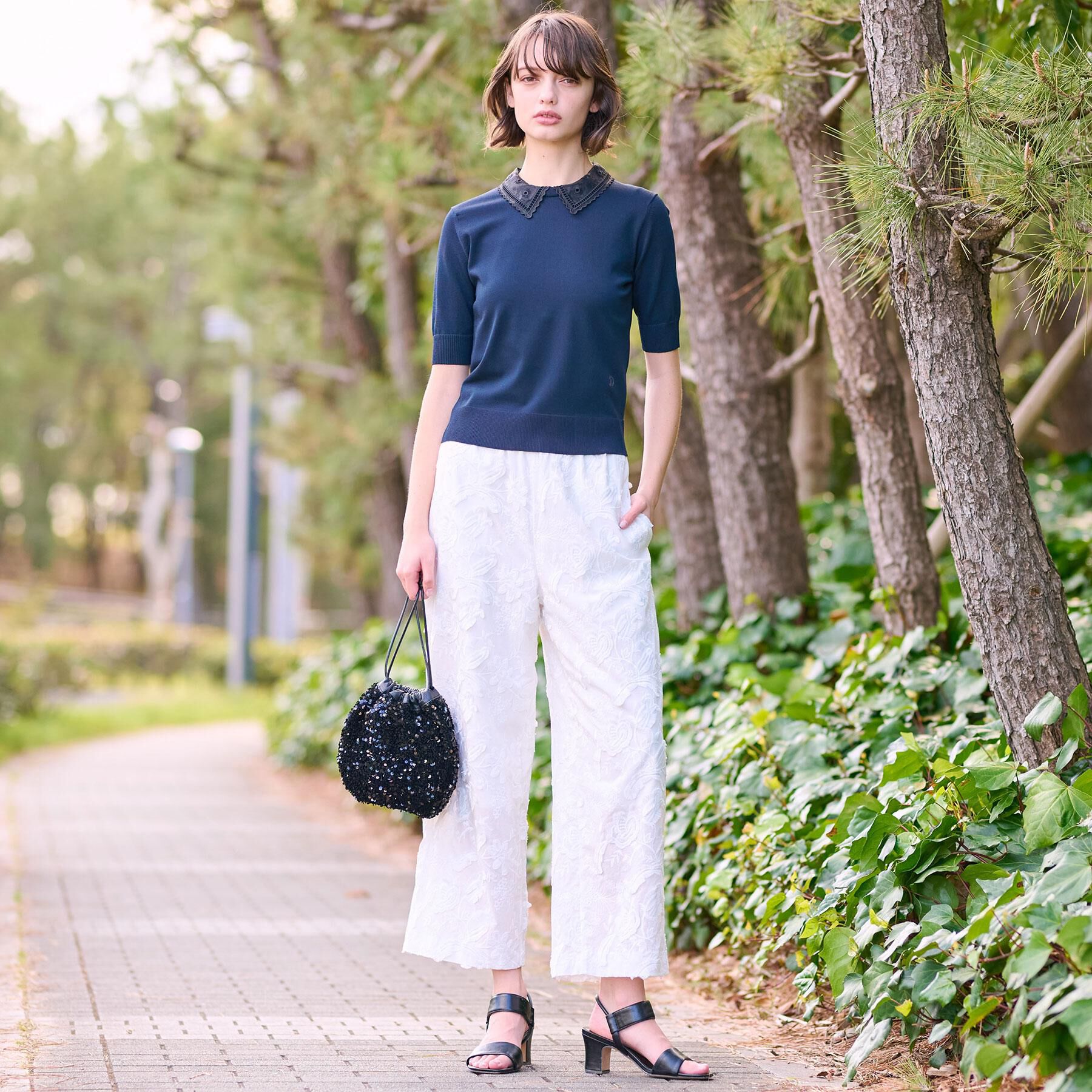 DRESSTERIOR「【洗える／2WAY】エンブロイダリーカラーニット」|ニット・セーター|