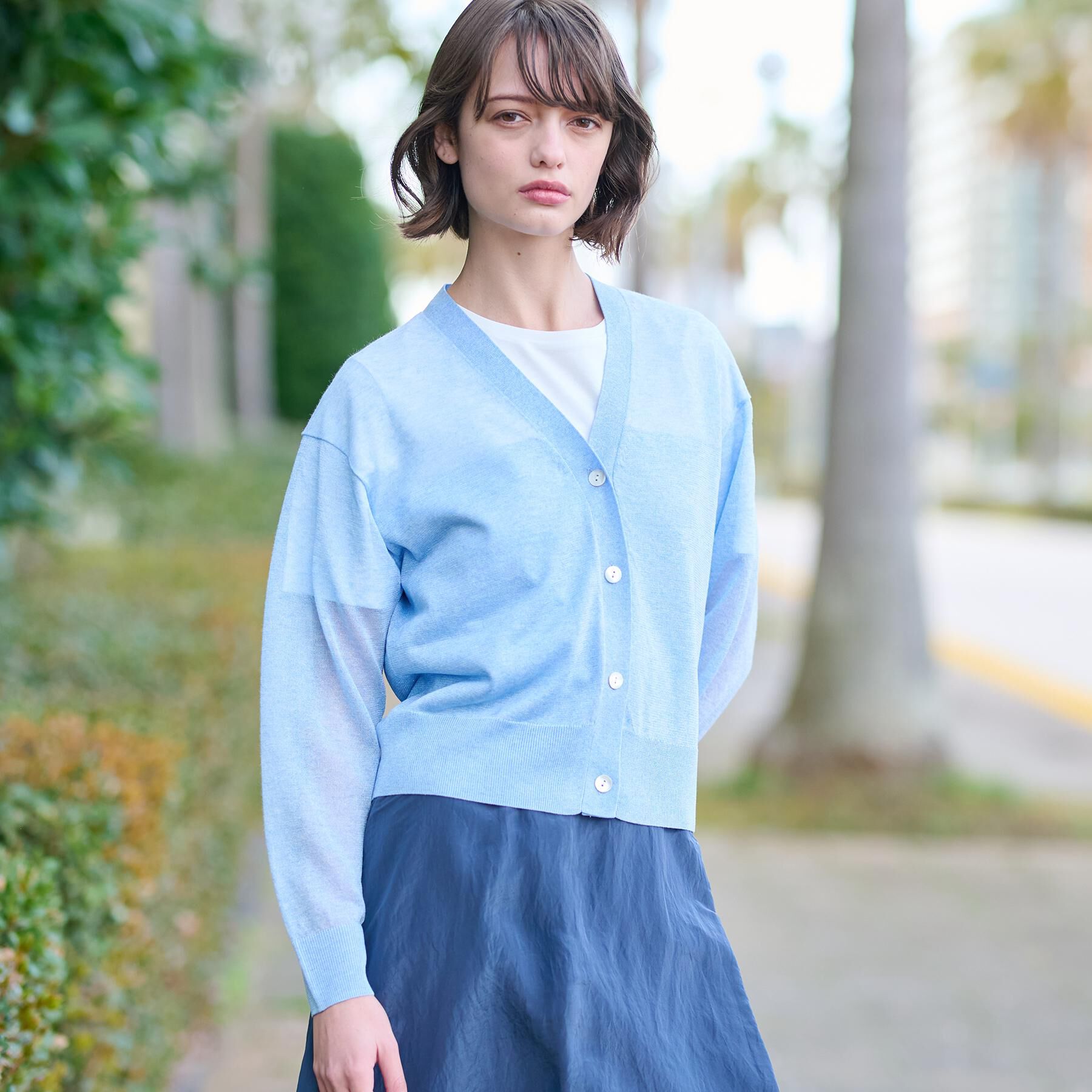 DRESSTERIOR「【洗える/ショート丈】シアーコンビカーディガン」|カーディガン|