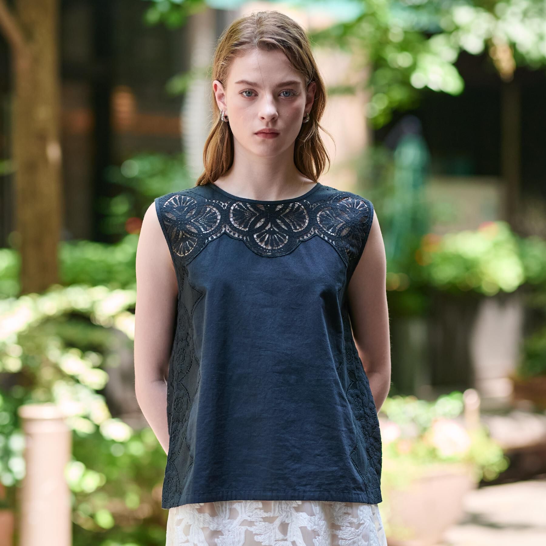 DRESSTERIOR「【コットン100％/洗える】パネルレースブラウス」|シャツ・ブラウス|