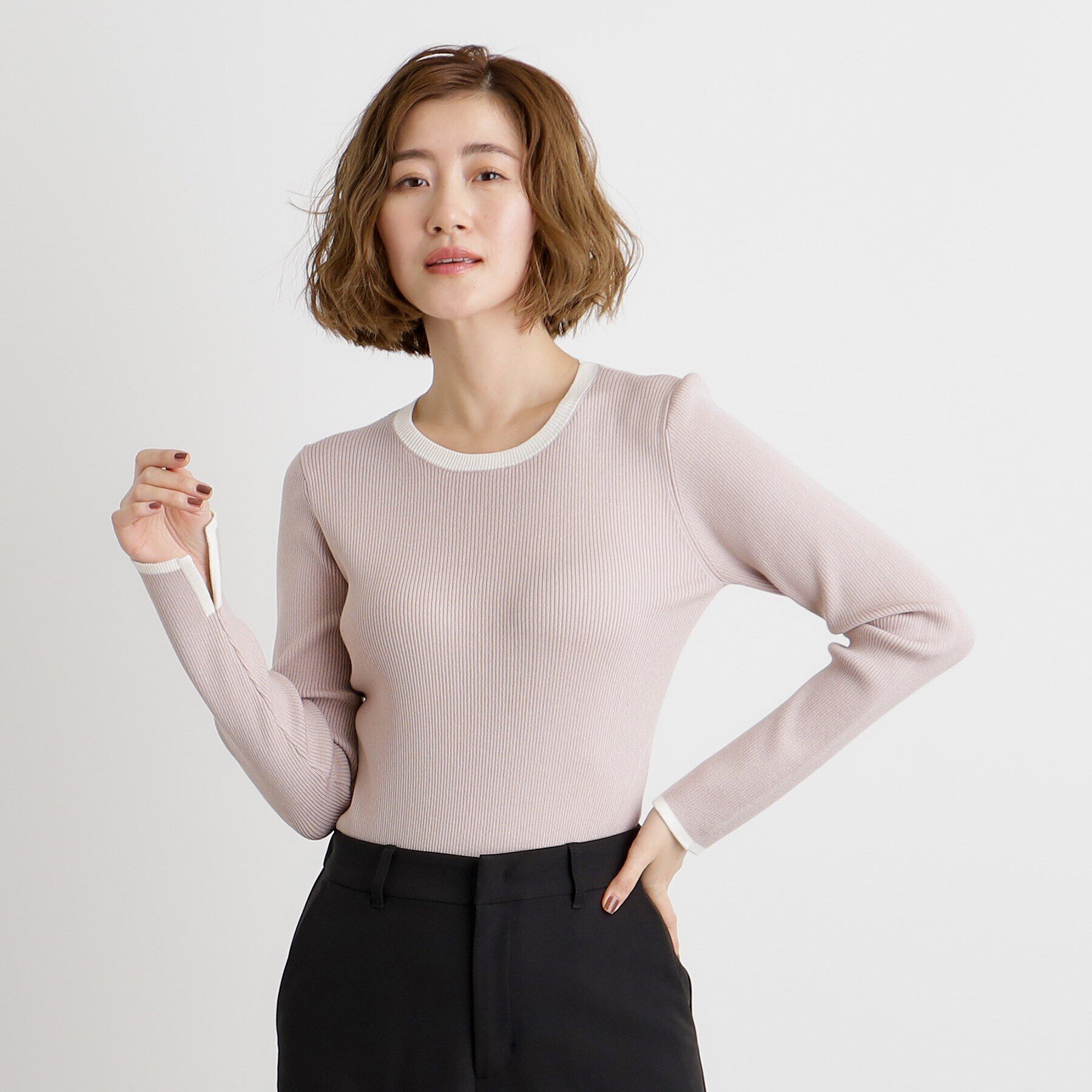 grove「【抗ピル／MW】リブニットプルオーバー」|ニット・セーター|