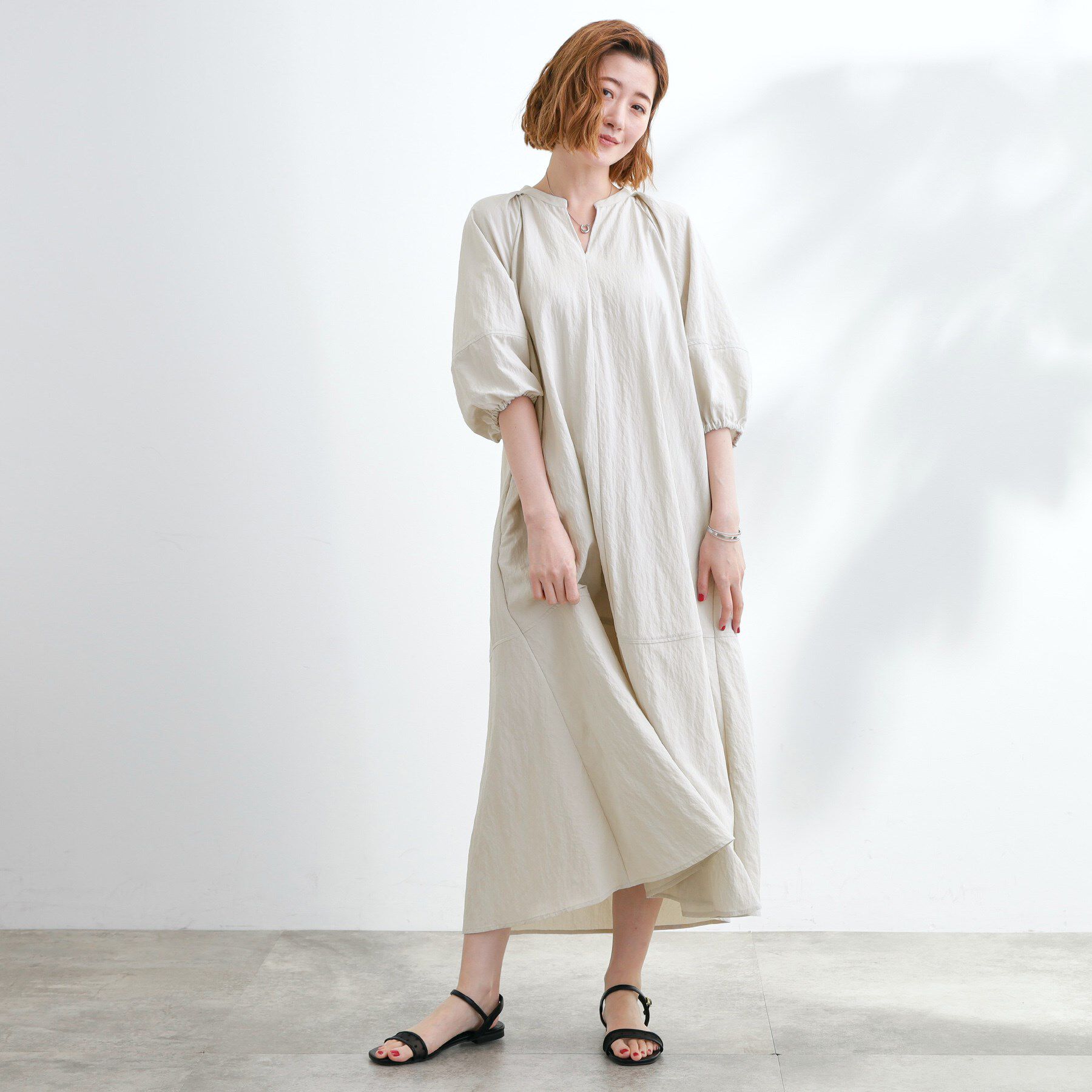 grove「お洒落で快適 ラグランスリーブワンピース」|ワンピース|グレージュ(050)