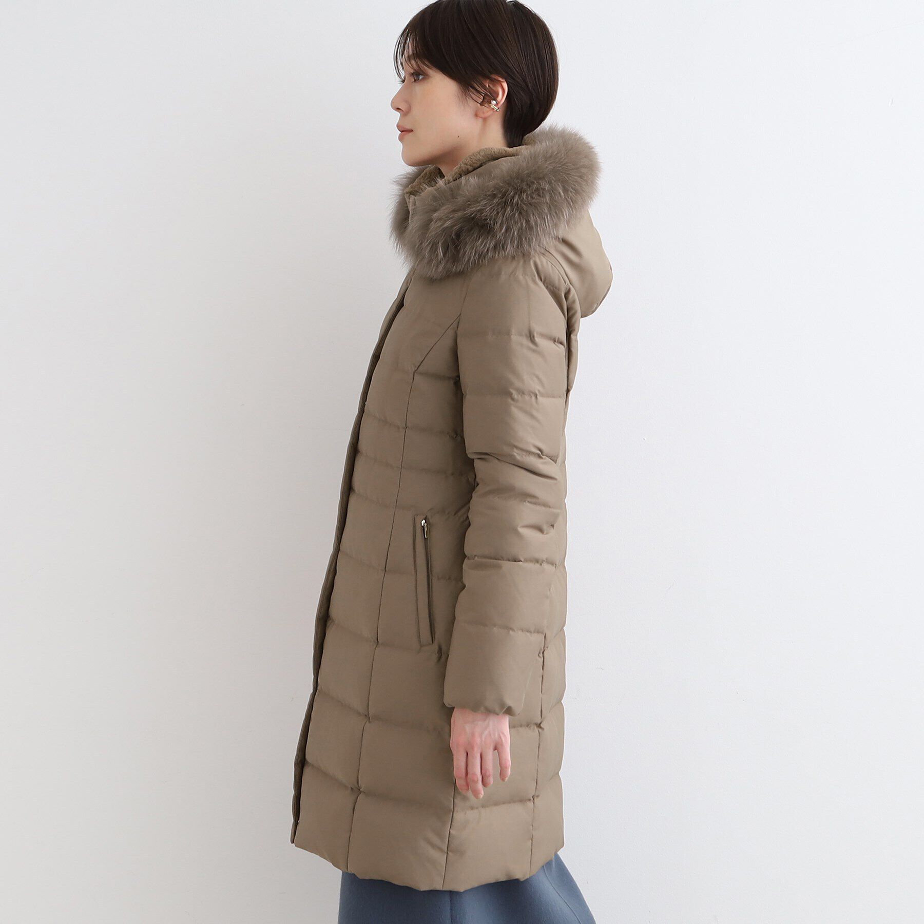 INDIVI「【リニューアル！／マルチWAY／フォックスファー／ロング丈】リサイクルダウンコート」|ダウン|