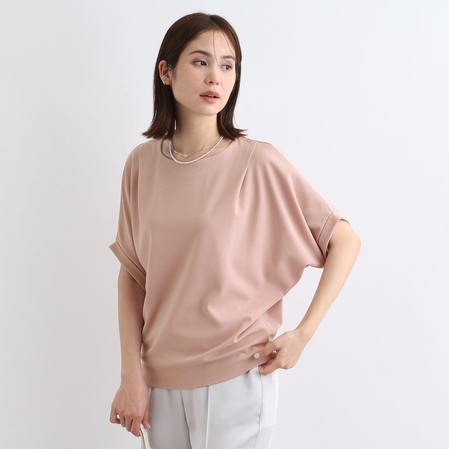 INDIVI「【洗える／UVケア】ドルマンスリーブフォルムトップス」|Tシャツ・カットソー|ピンク(071)