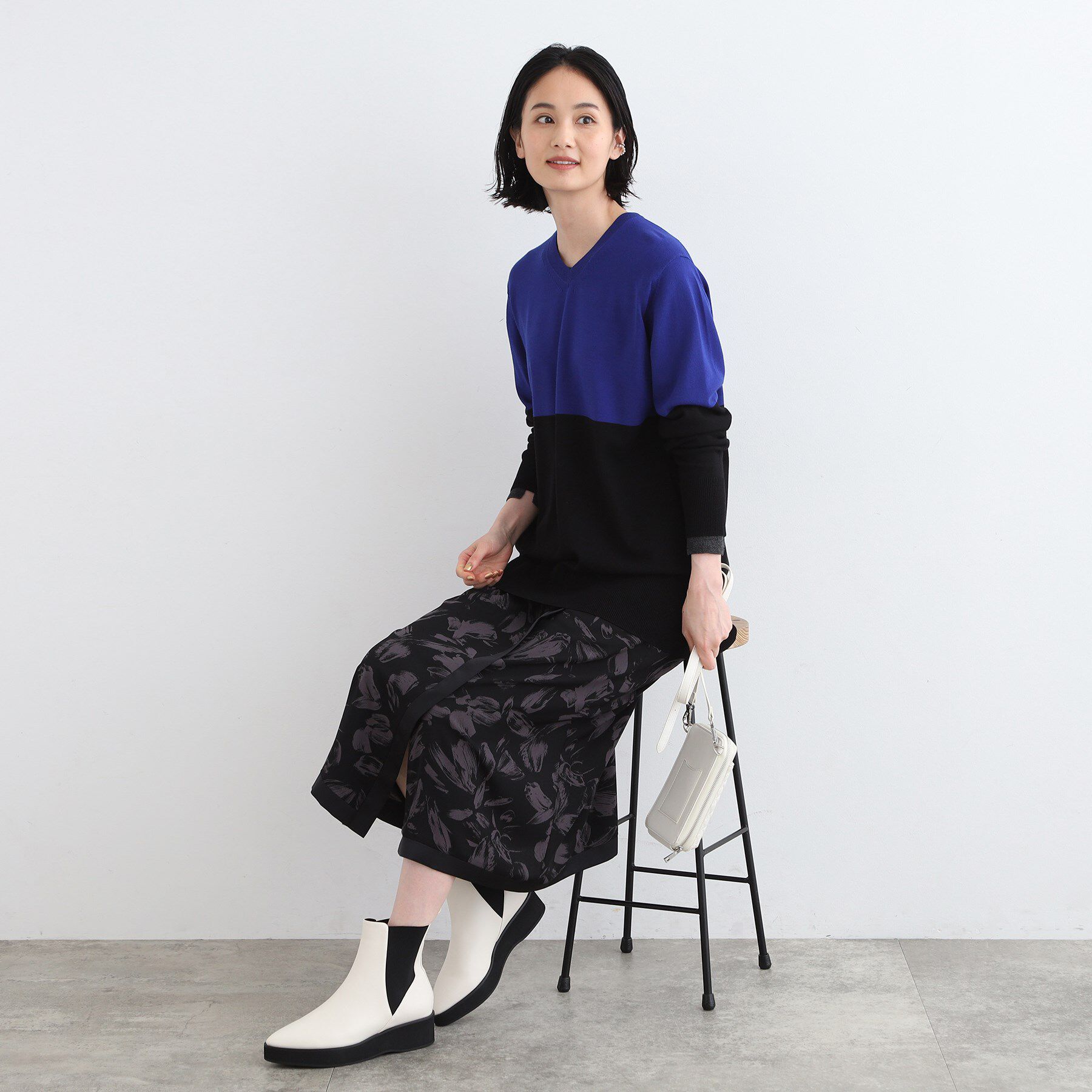 INDIVI「【洗える】Vネックチュニックニット」|ニット・セーター|