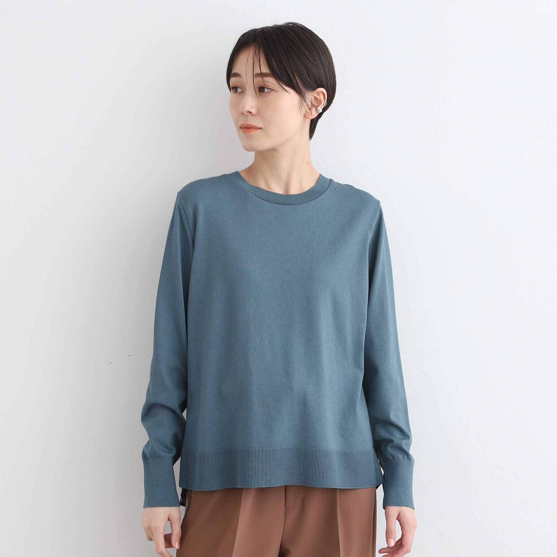 INDIVI「【洗える／バックシャン】ストライプ柄コンビニット」|ニット・セーター|