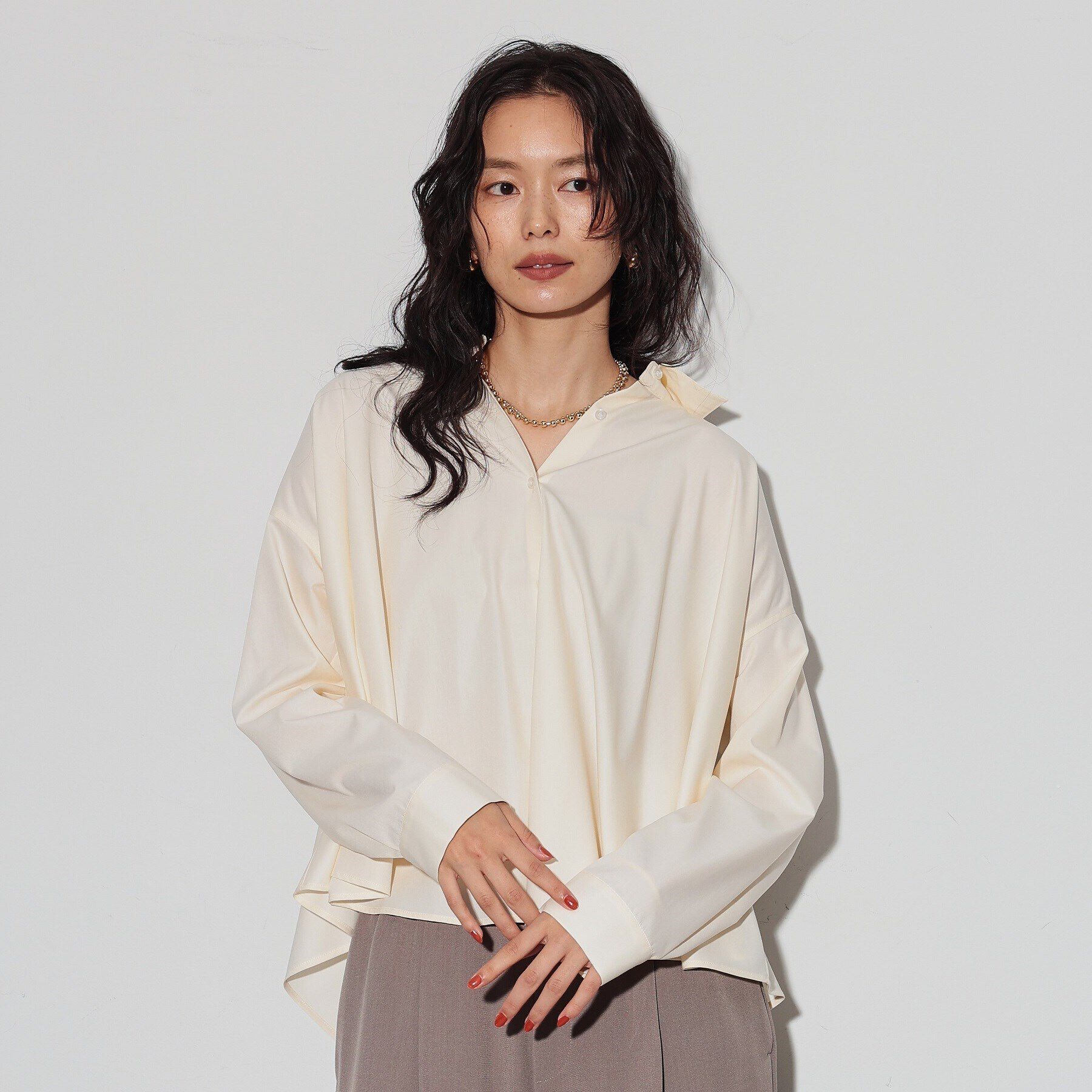 GALLEST「フレアブロードシャツ」|シャツ・ブラウス|ｵﾌﾎﾜｲﾄ(003)