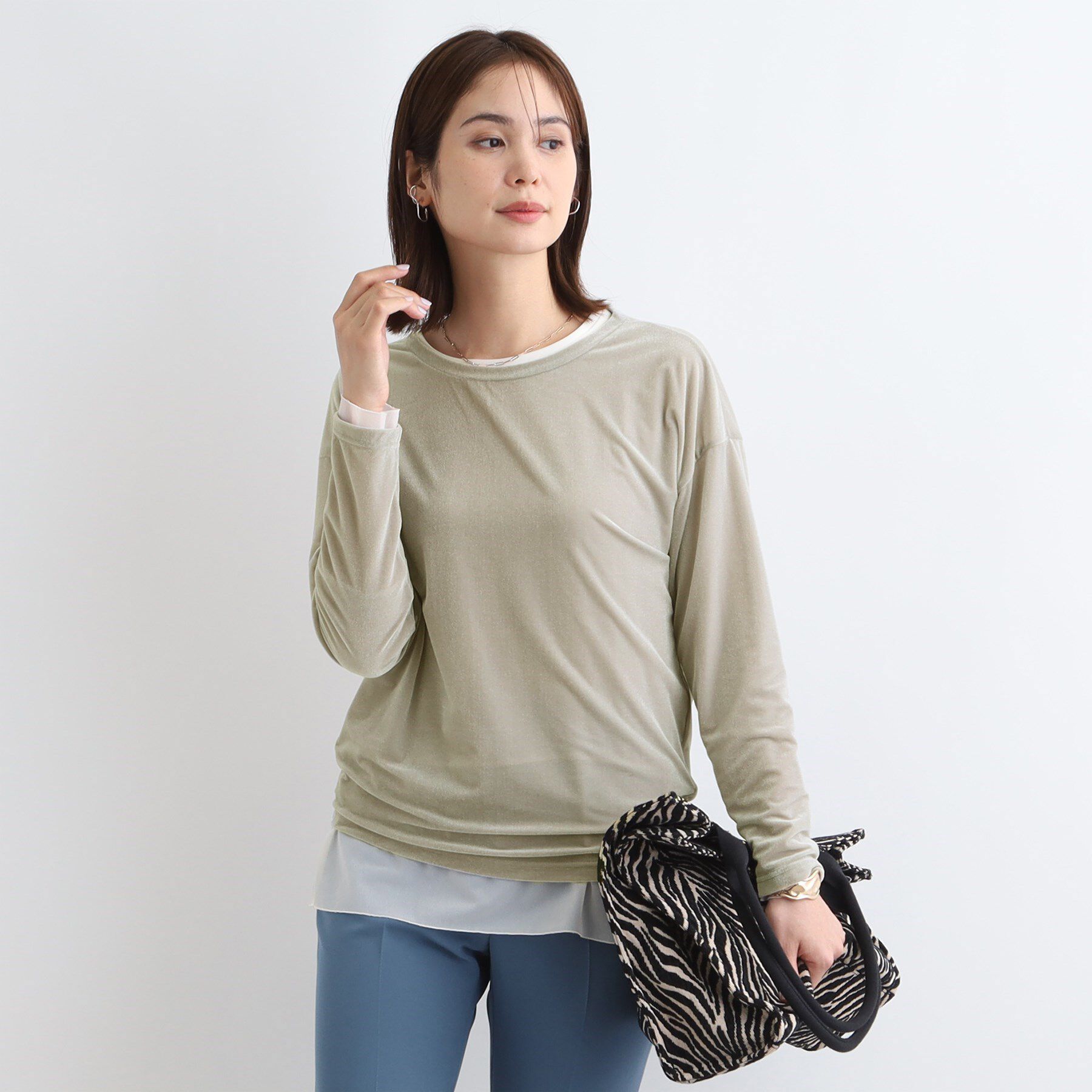 INDIVI「【洗える】コンパクトベロアカットソー」|Tシャツ・カットソー|