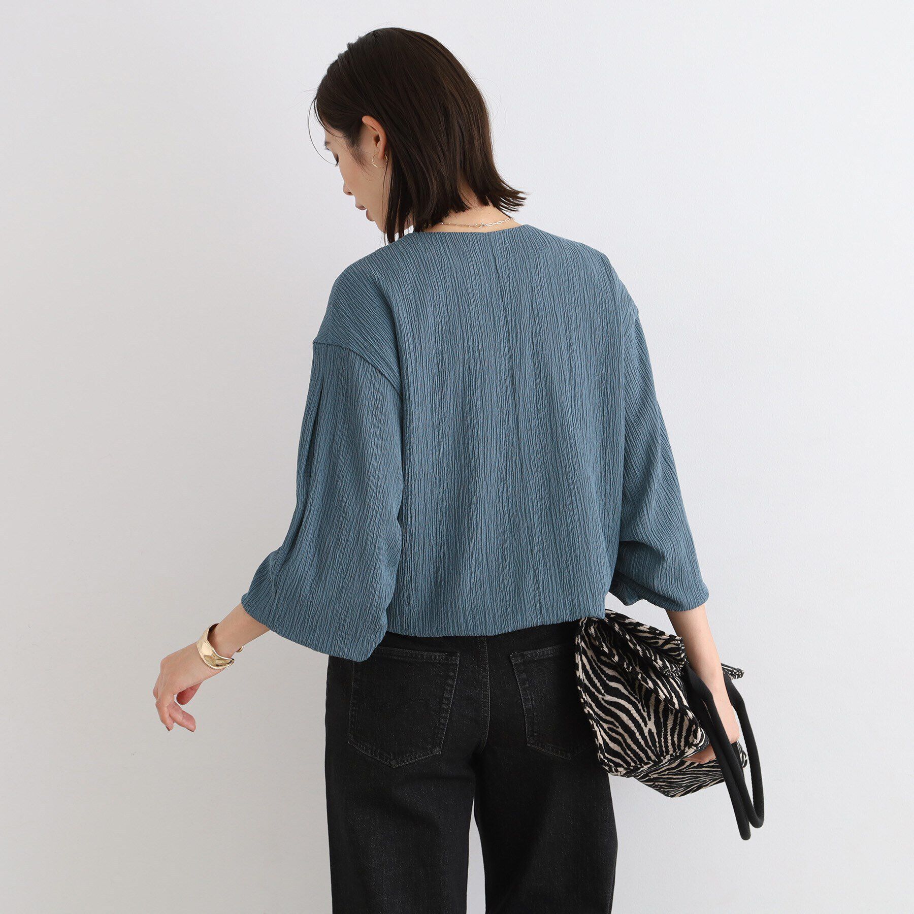 INDIVI「【洗える/UVケア/SETUP可能】バルーンスリーブブルゾン」|ブルゾン・スタジャン|