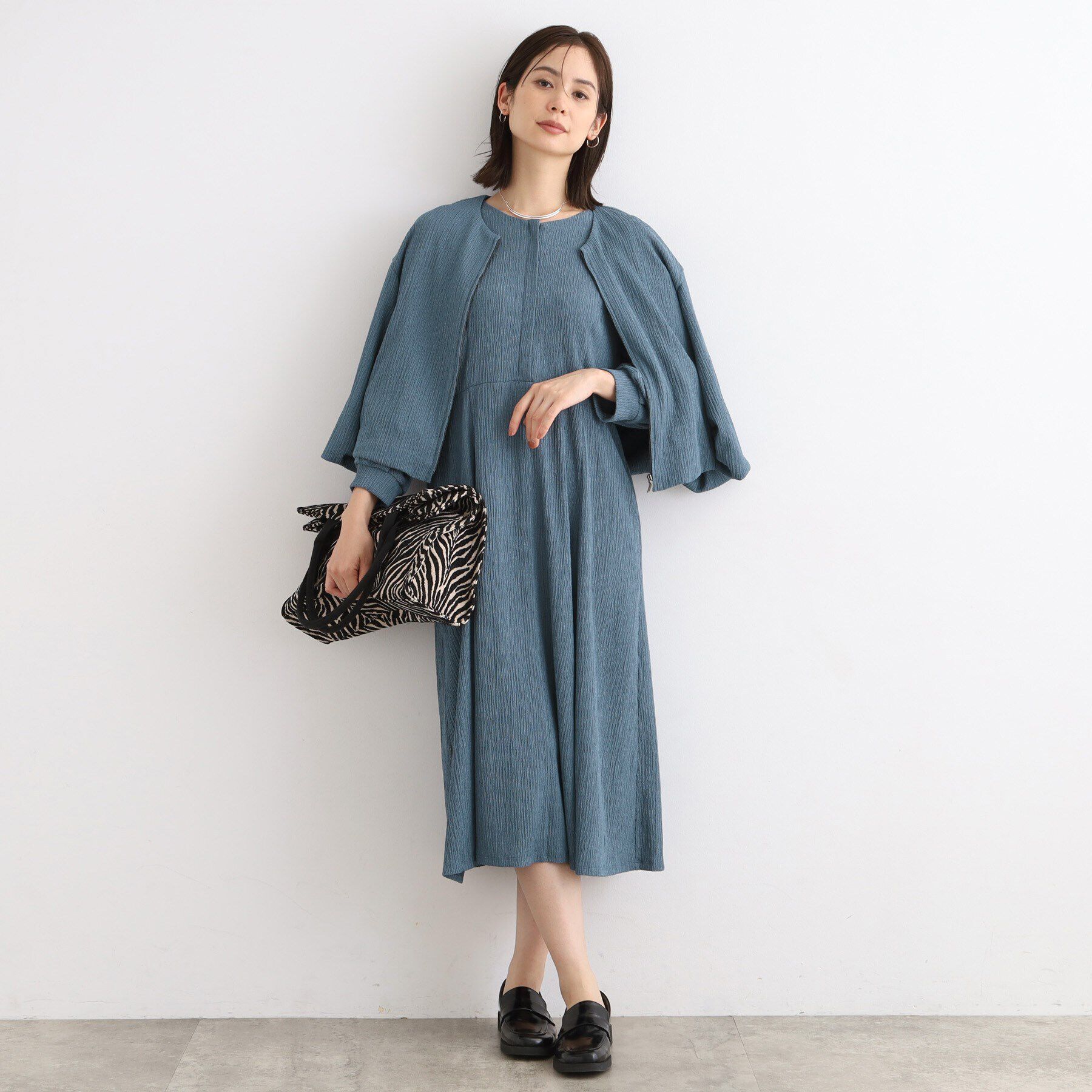 INDIVI「【洗える/UVケア/SETUP可能】バルーンスリーブブルゾン」|ブルゾン・スタジャン|