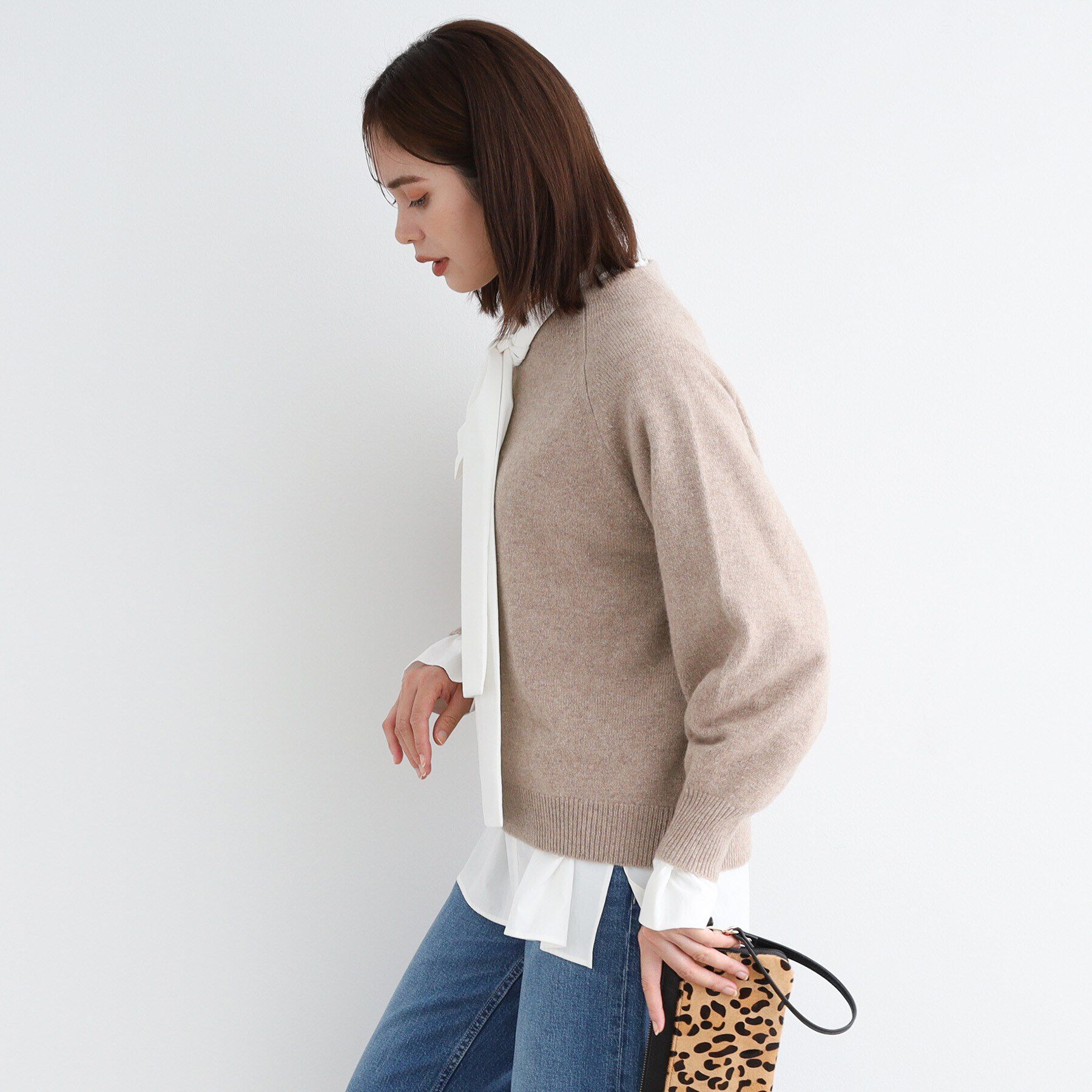 INDIVI「【カシミヤ混】ボリュームスリーブ ボトルネックニット」|ニット・セーター|