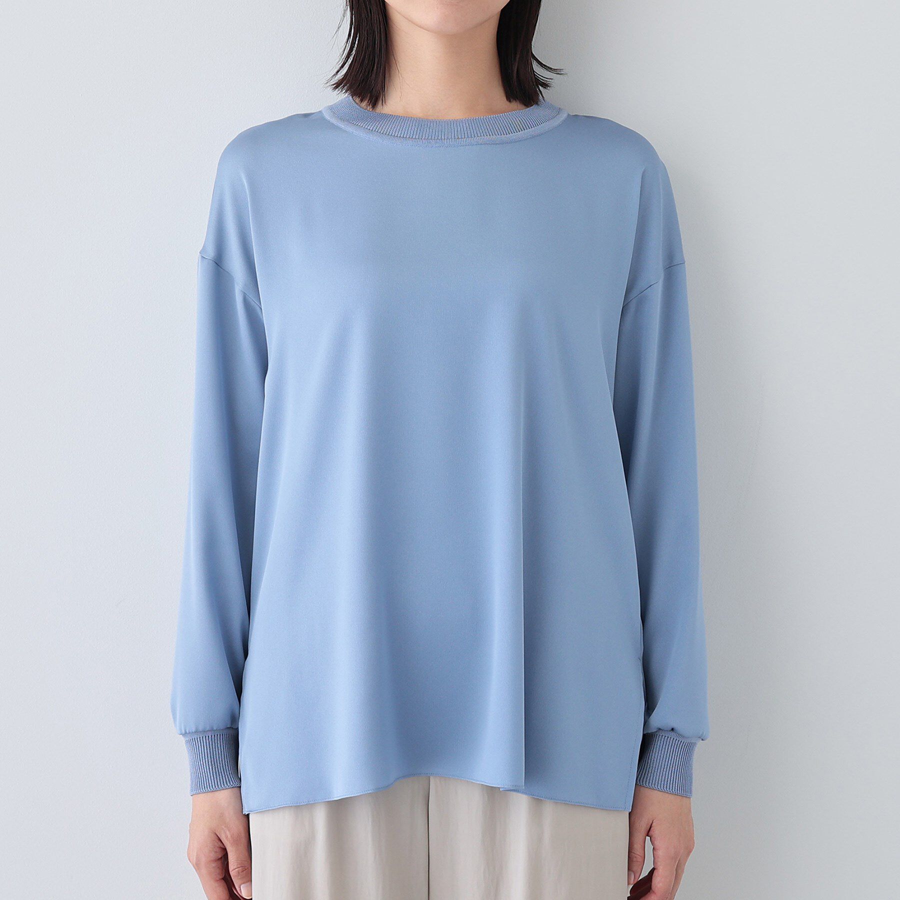 INDIVI「【洗える】異素材ドッキングトップス」|Tシャツ・カットソー|