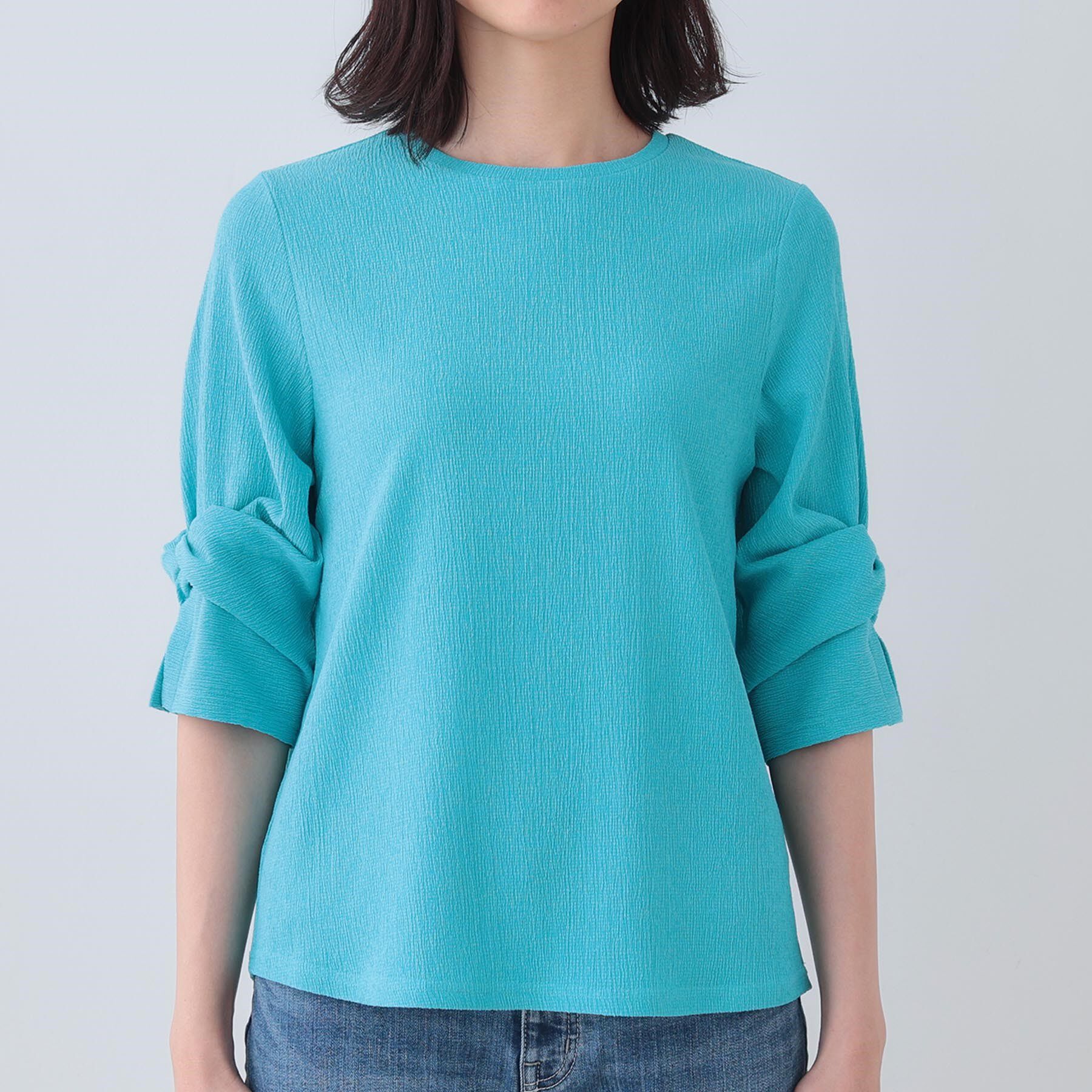 INDIVI「【洗える／吸水速乾／UVケア】ねじりデザイン袖カットソー」|Tシャツ・カットソー|