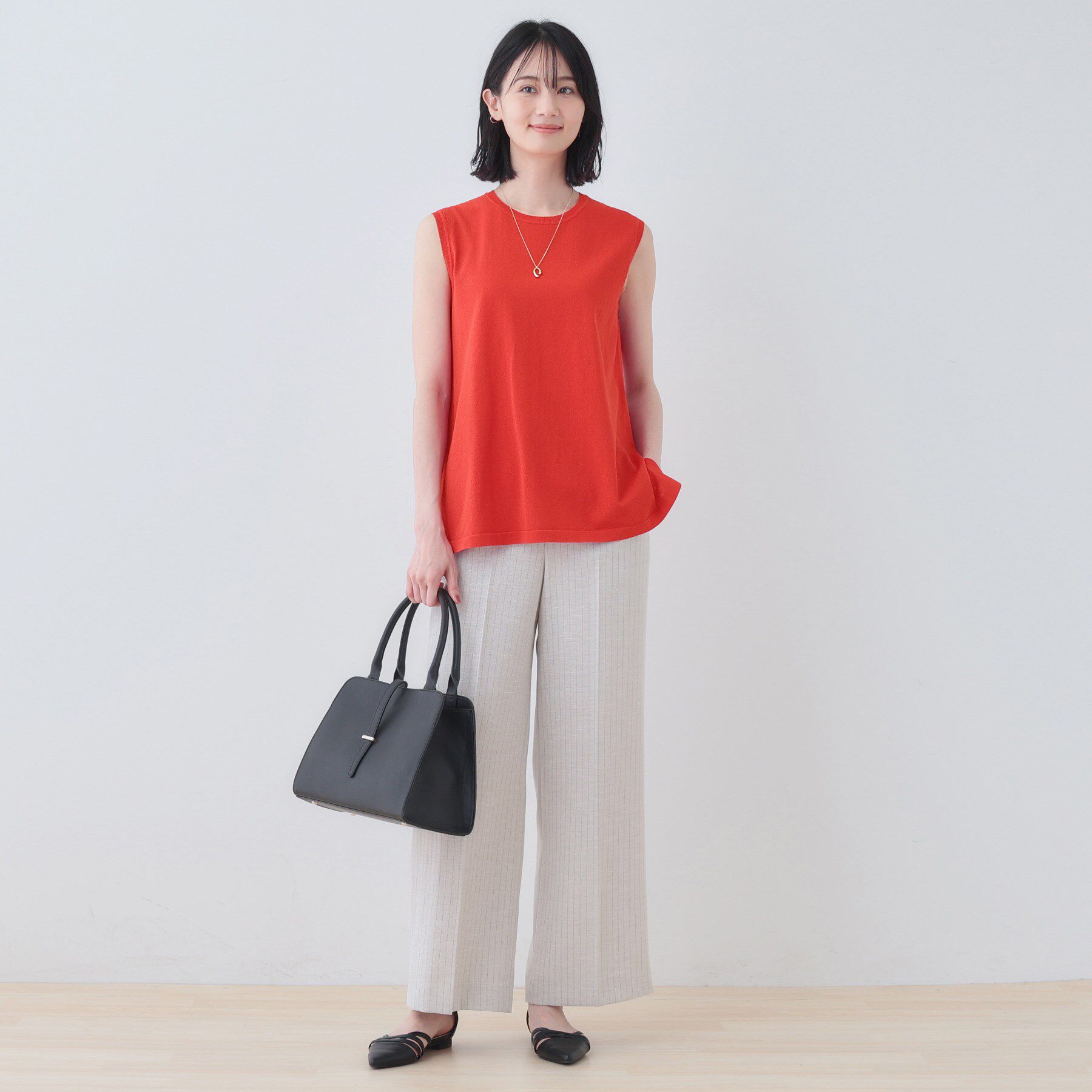 INDIVI「【洗える】切り替えノースリーブニット」|ニット・セーター|