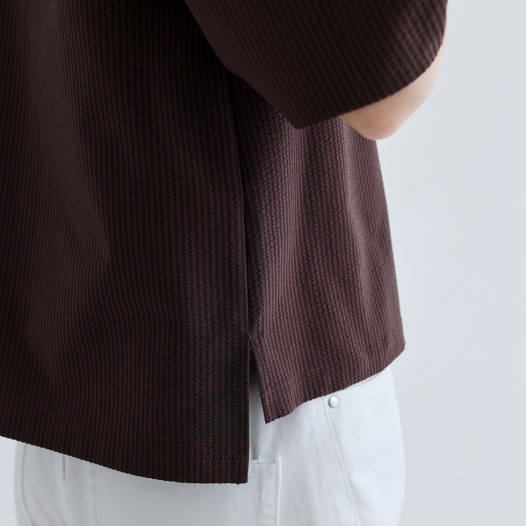 GALLEST「【セットアップ可能】ストライプサッカーブラウス」|シャツ・ブラウス|