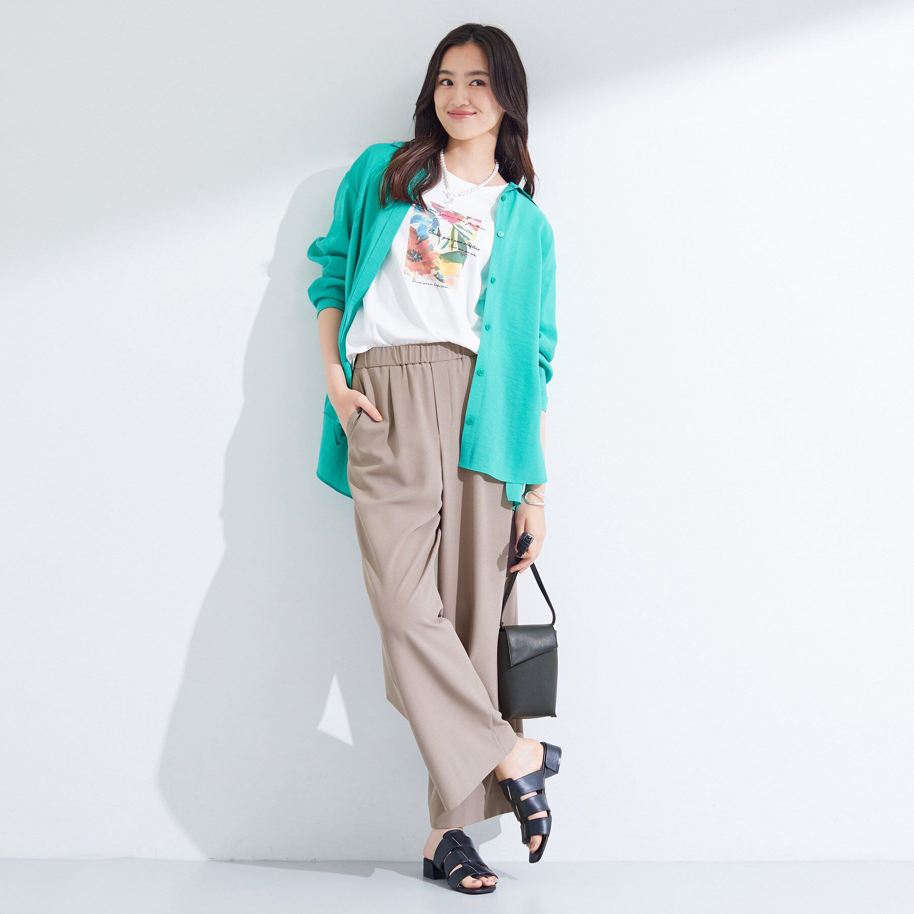 INDIVI「【UVケア／SETUP可能】エアリージョーゼット ワイドパンツ」|その他|