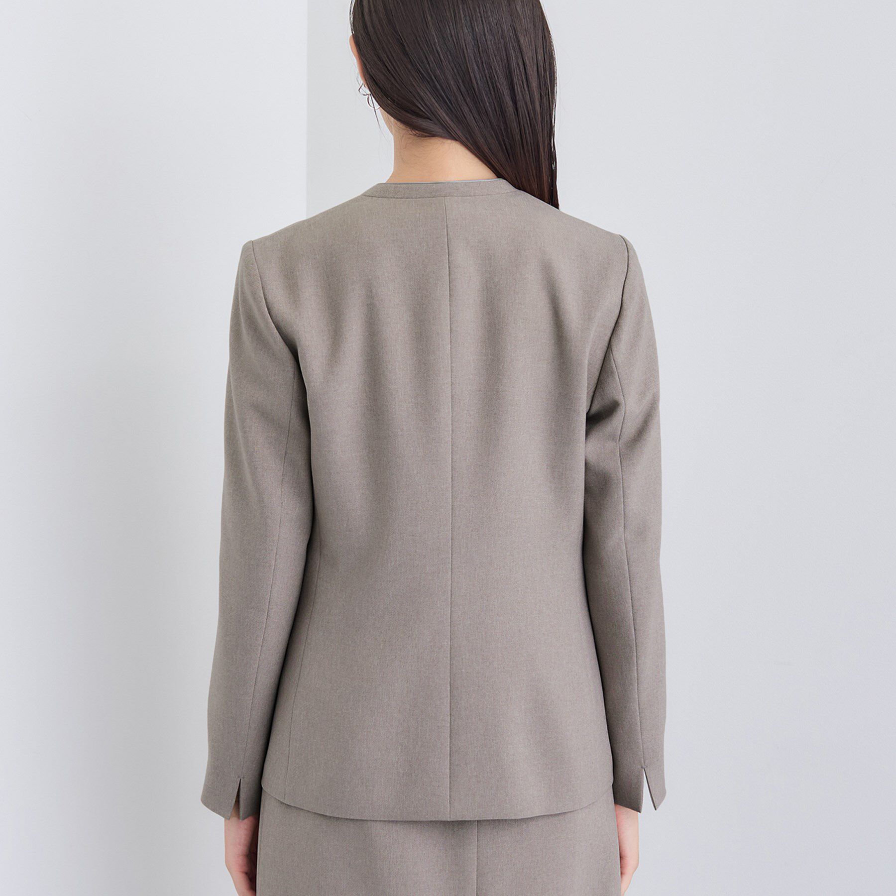 INDIVI「【洗える／通勤／スーツ】メランジストレッチ ノーカラージャケット」|スーツ|