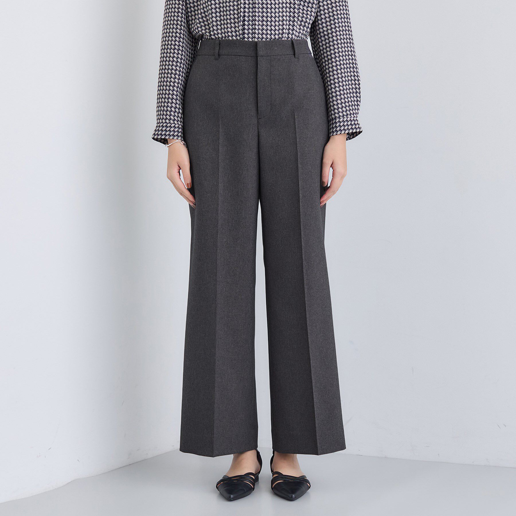 INDIVI「【洗える／通勤／スーツ】メランジストレッチ ワイドパンツ」|スーツ|