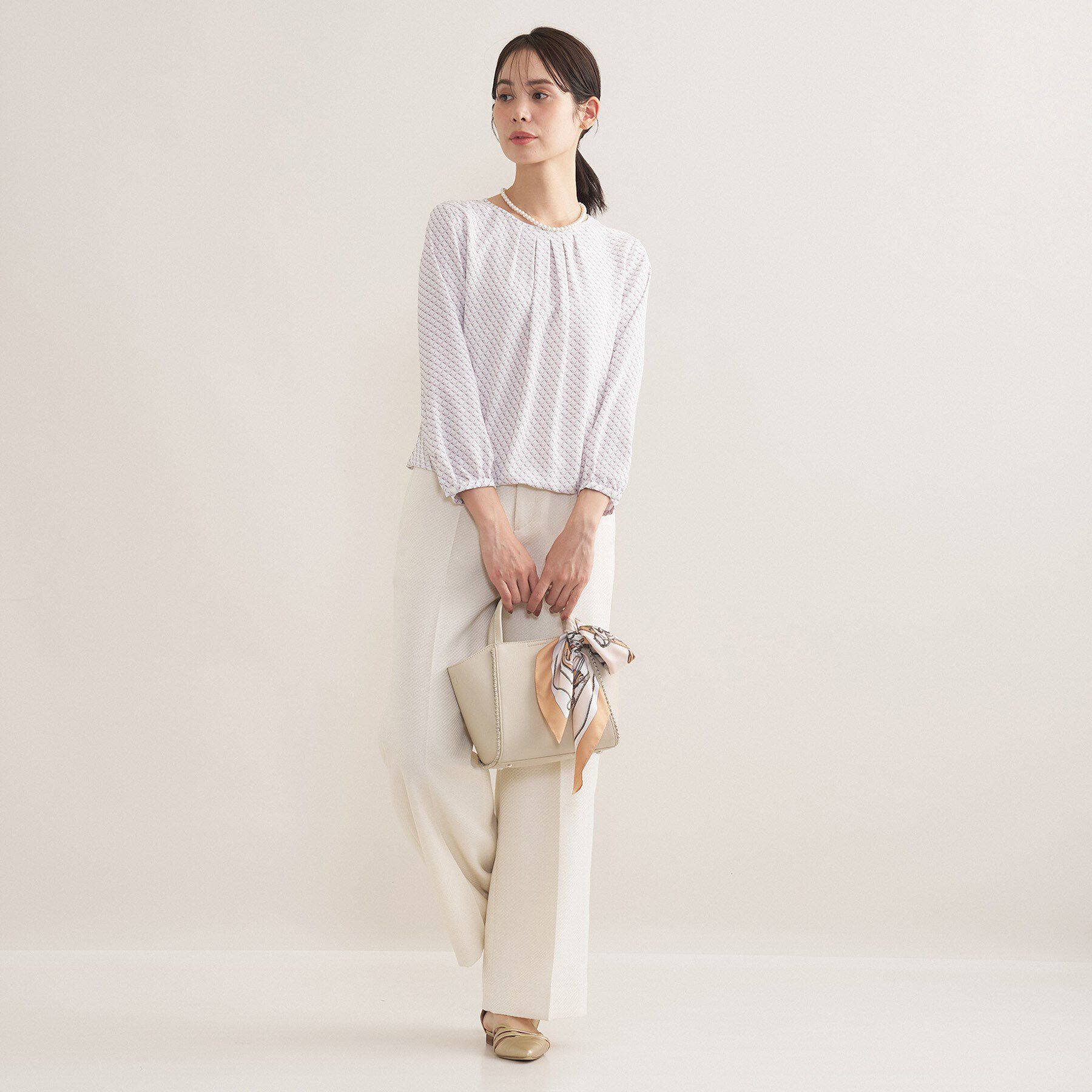 INDIVI「【セレモニー／洗える／透けにくい】ダイヤ柄プリントブラウス」|シャツ・ブラウス|