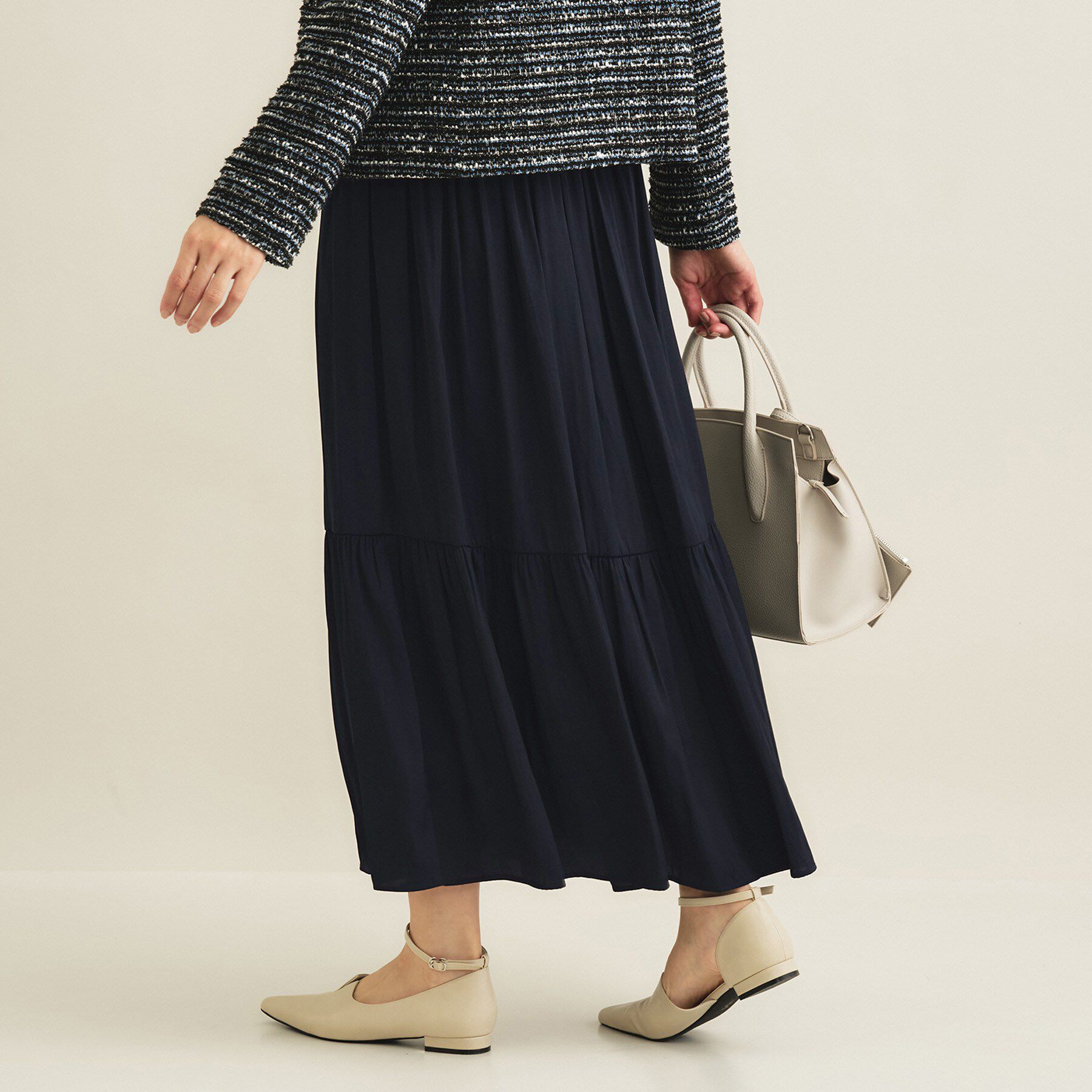 INDIVI「【洗える／丈調整可能】ギャザーフレアスカート」|スカート|