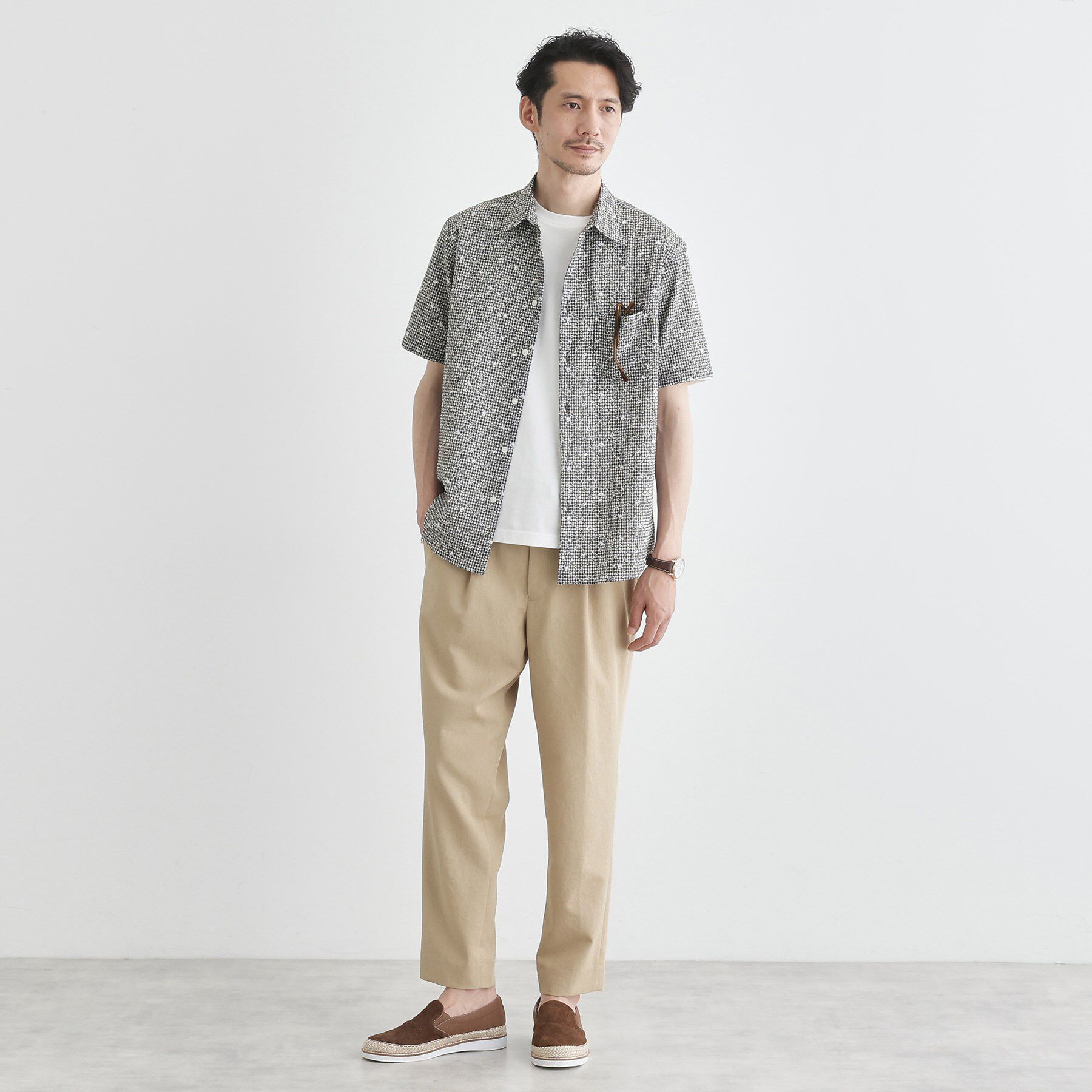 TAKEO KIKUCHI「【無地・チェック・ボタニカル柄】リップル シャツ」|シャツ・ブラウス|