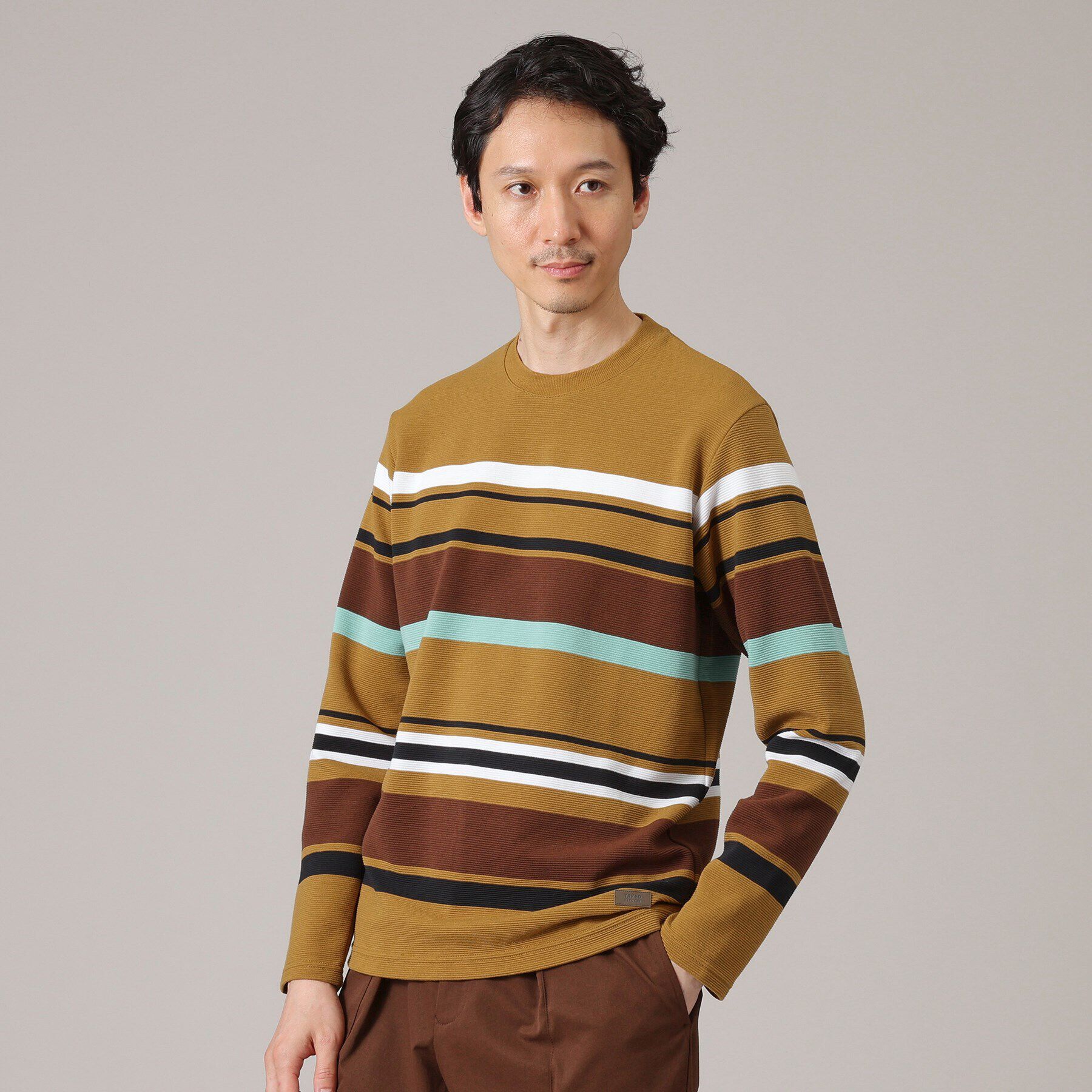 TAKEO KIKUCHI「リップルパネルボーダーカットソー」|Tシャツ・カットソー|ベージュ(352)