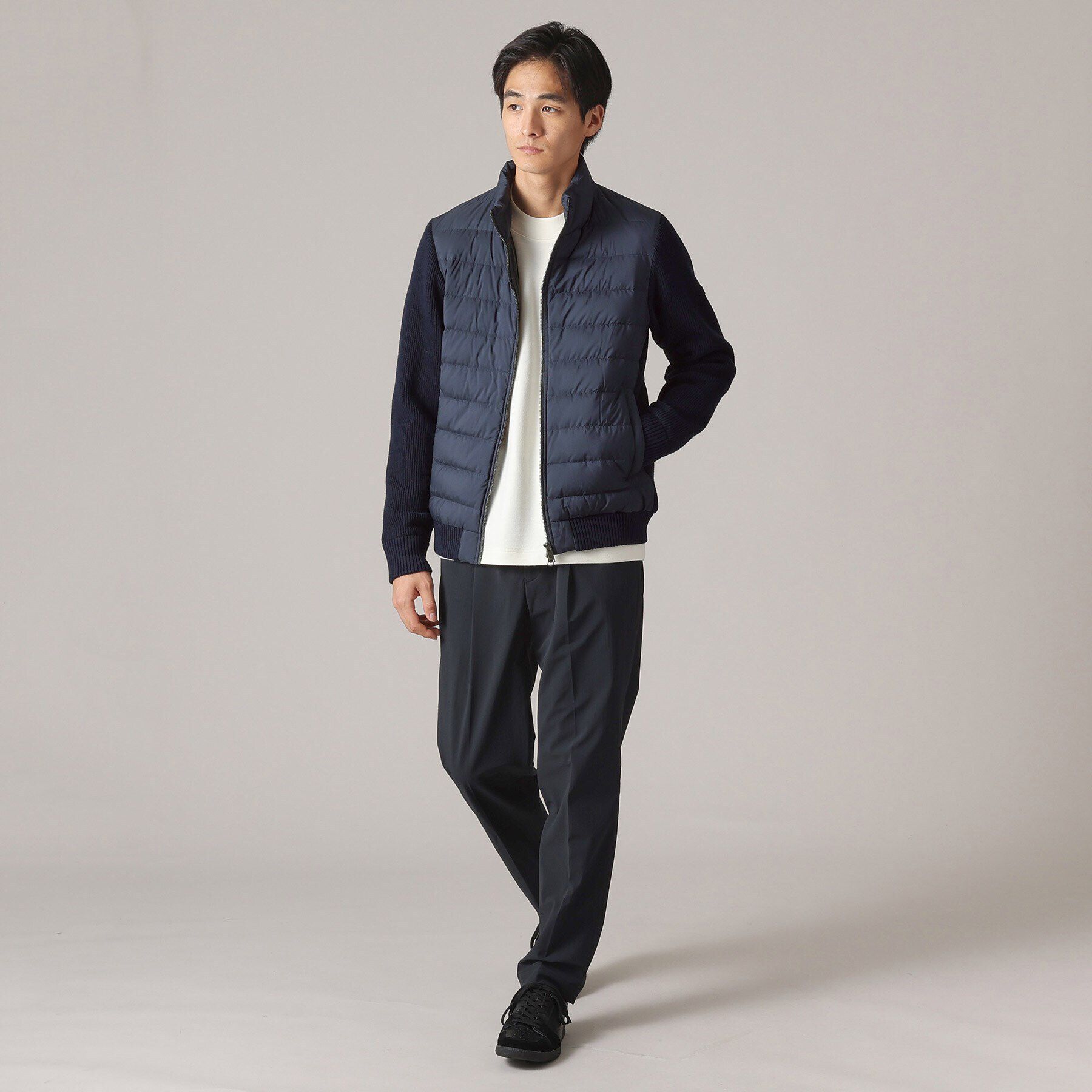 TAKEO KIKUCHI「【コンパクトダウン】ニットコンビ ダウンブルゾン」|ブルゾン・スタジャン|