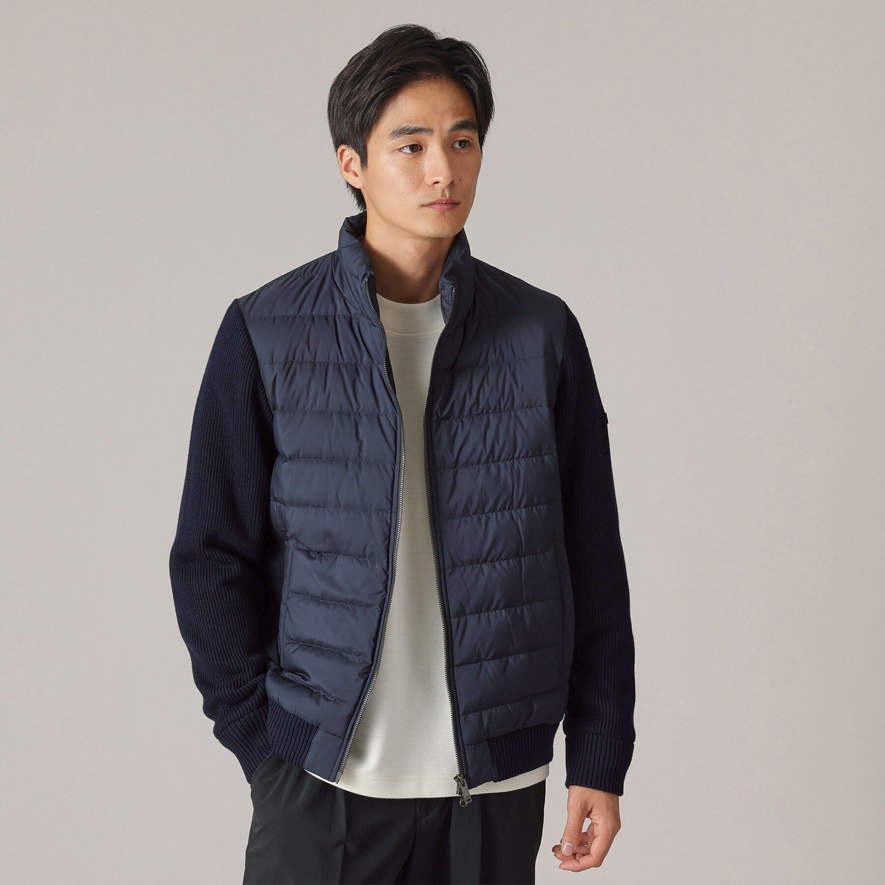 TAKEO KIKUCHI「【コンパクトダウン】ニットコンビ ダウンブルゾン」|ブルゾン・スタジャン|ﾈｲﾋﾞｰ(094)