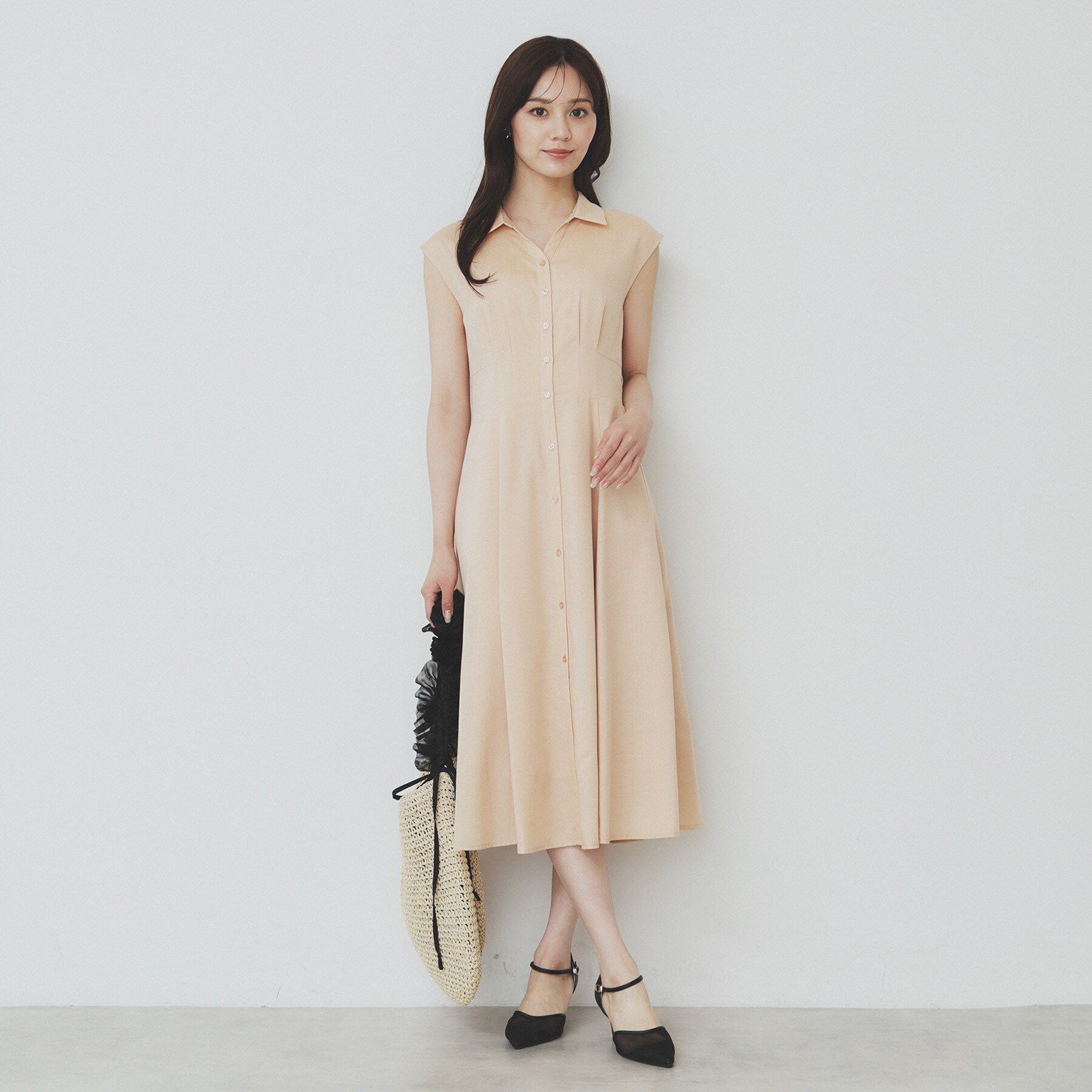 index「リネンライクシャツワンピース【洗濯機洗い可】」|ワンピース|