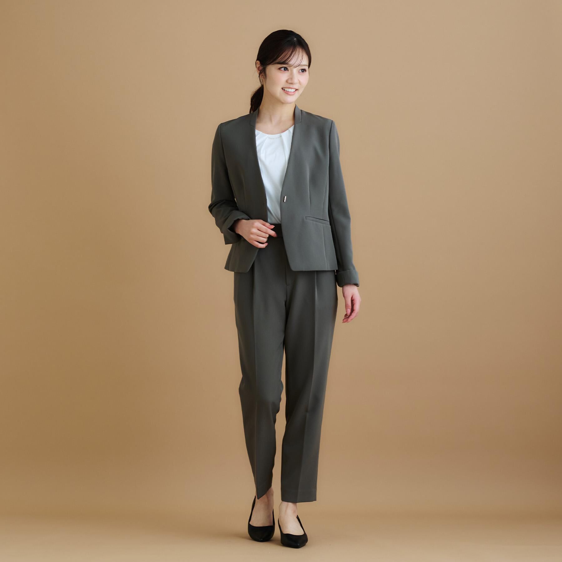 index「ストレッチノーカラージャケット/セットアップ対応【洗濯機洗い可/イージーアイロン/防シワ】」|ノーカラージャケット|