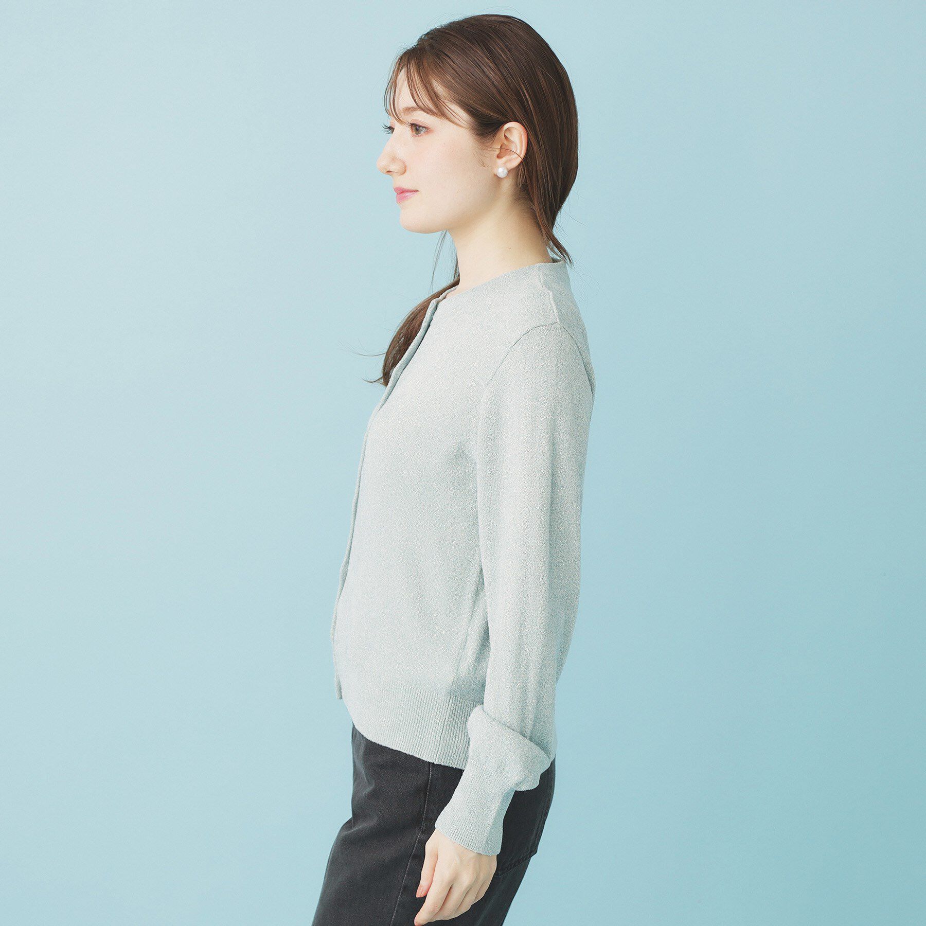 index「ミニモールラメコンパクトクルーカーディガン/アンサンブル対応【洗濯機OK】」|カーディガン|