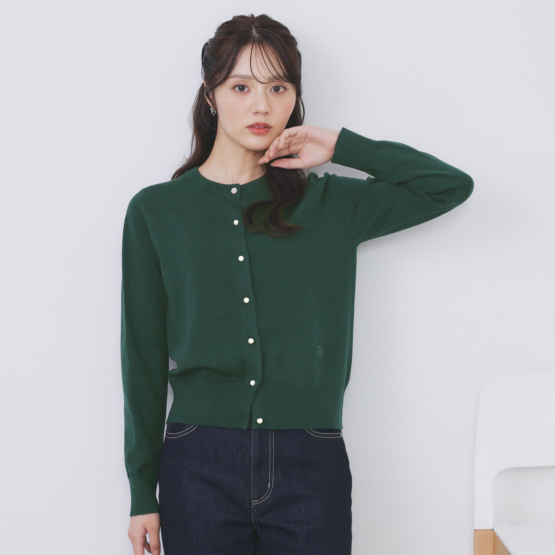 index「ビジュークルーネックカーディガン【洗濯機OK】《7col/XS～LL》」|カーディガン|