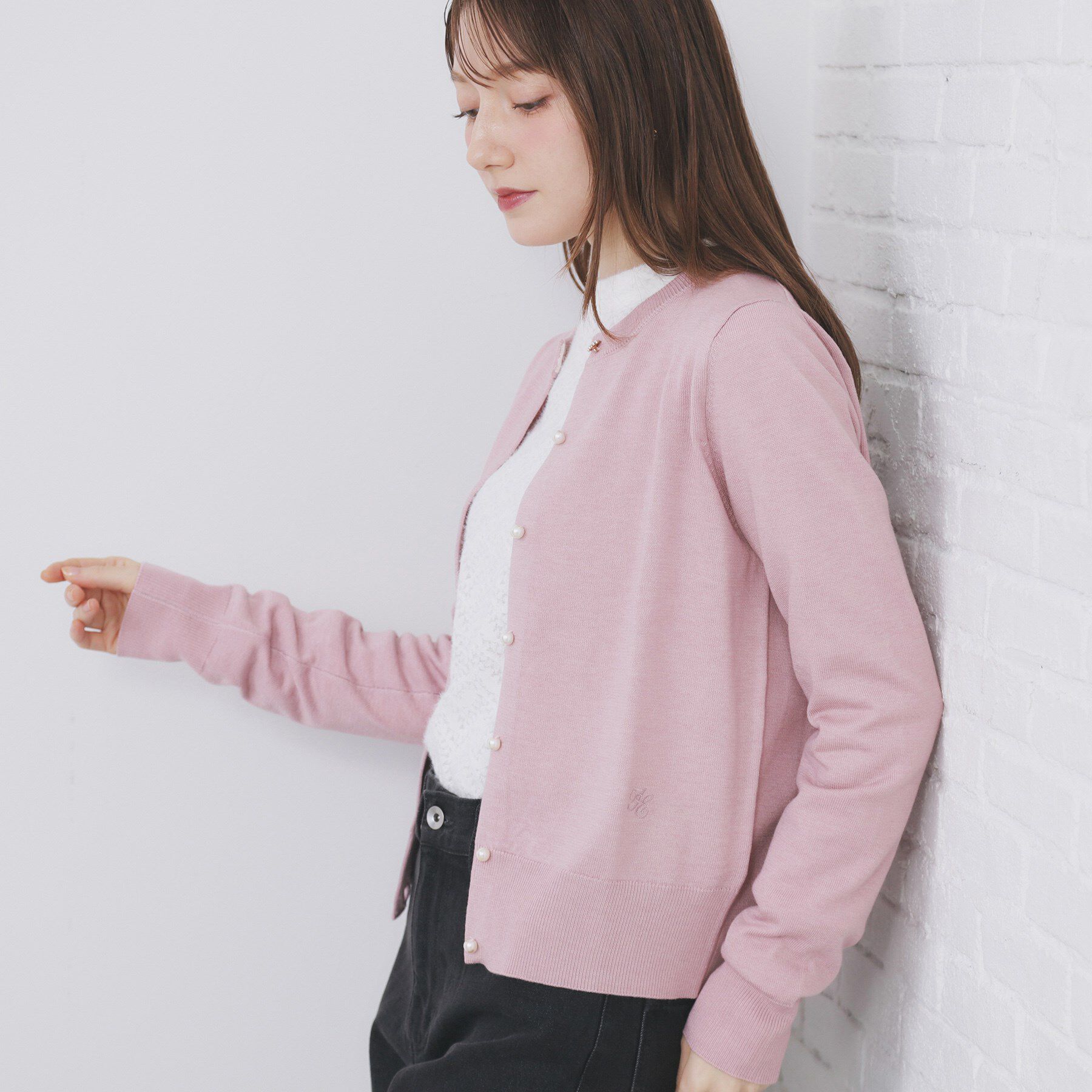 index「ビジュークルーネックカーディガン【洗濯機OK】《7col/XS～LL》」|カーディガン|