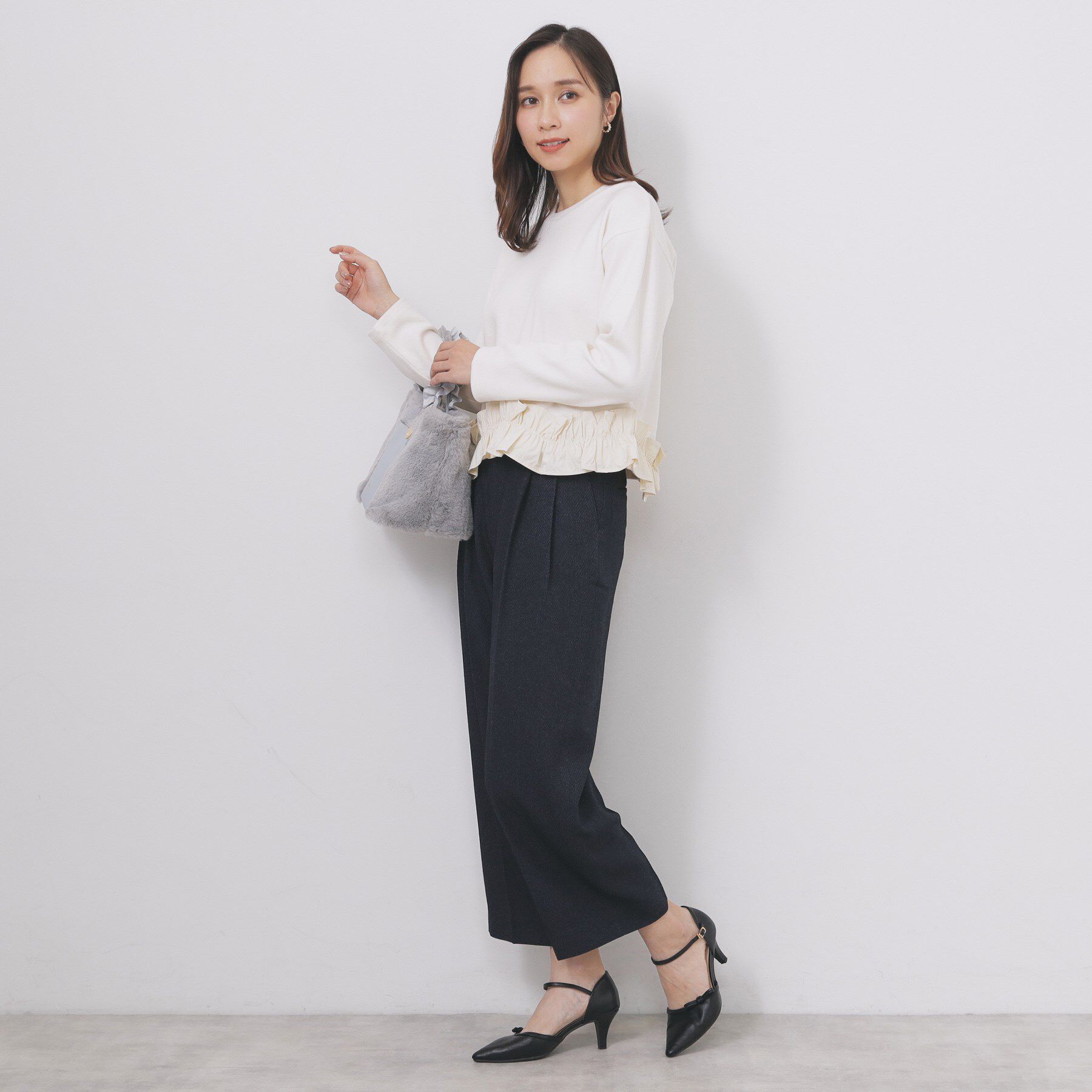 index「カルゼツイードストレッチワイドパンツ【洗濯機OK/防シワ/イージーアイロン/抗ピル】」|その他|